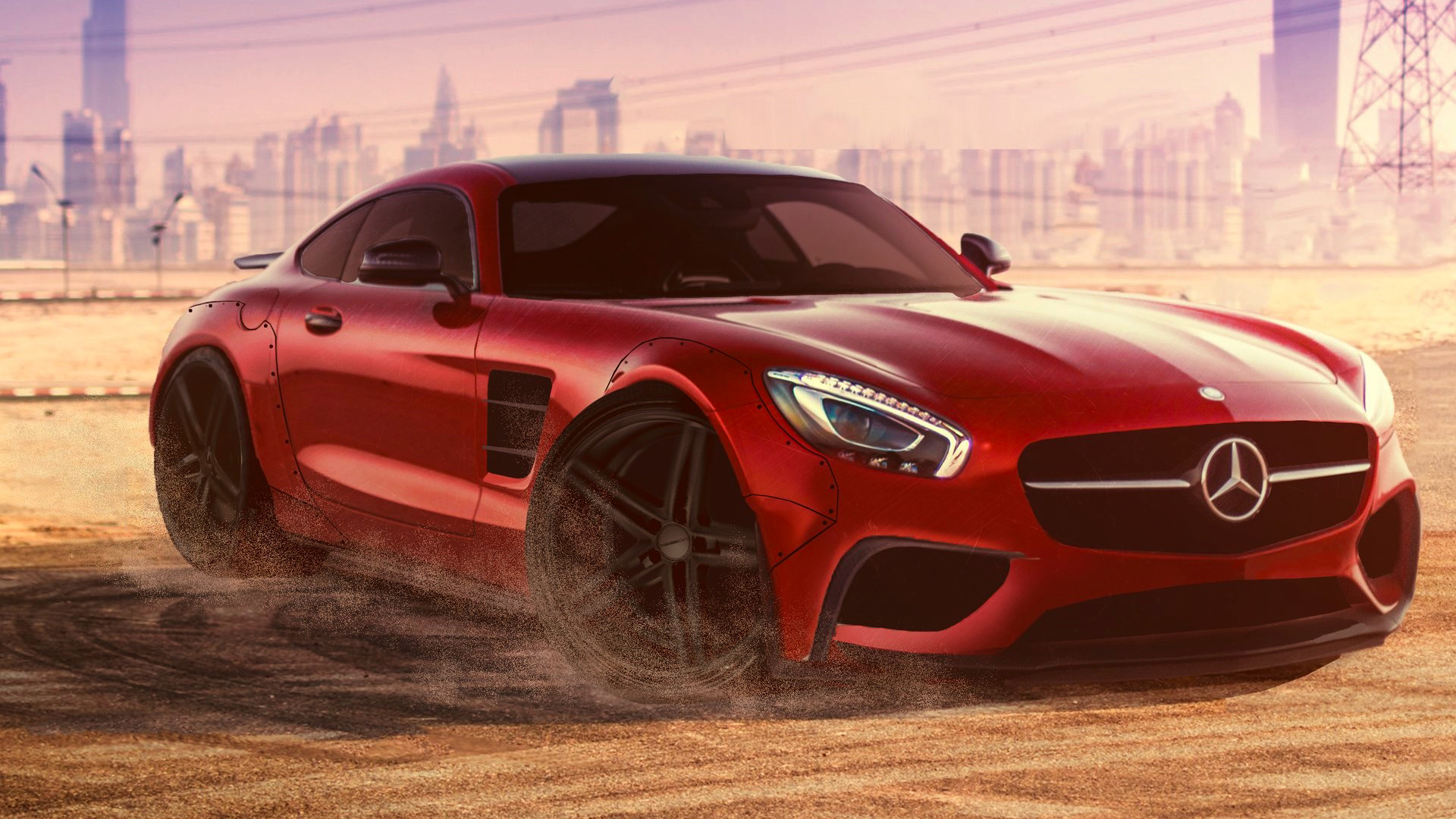 Mercedes Benz SLS AMG дрифт ночью