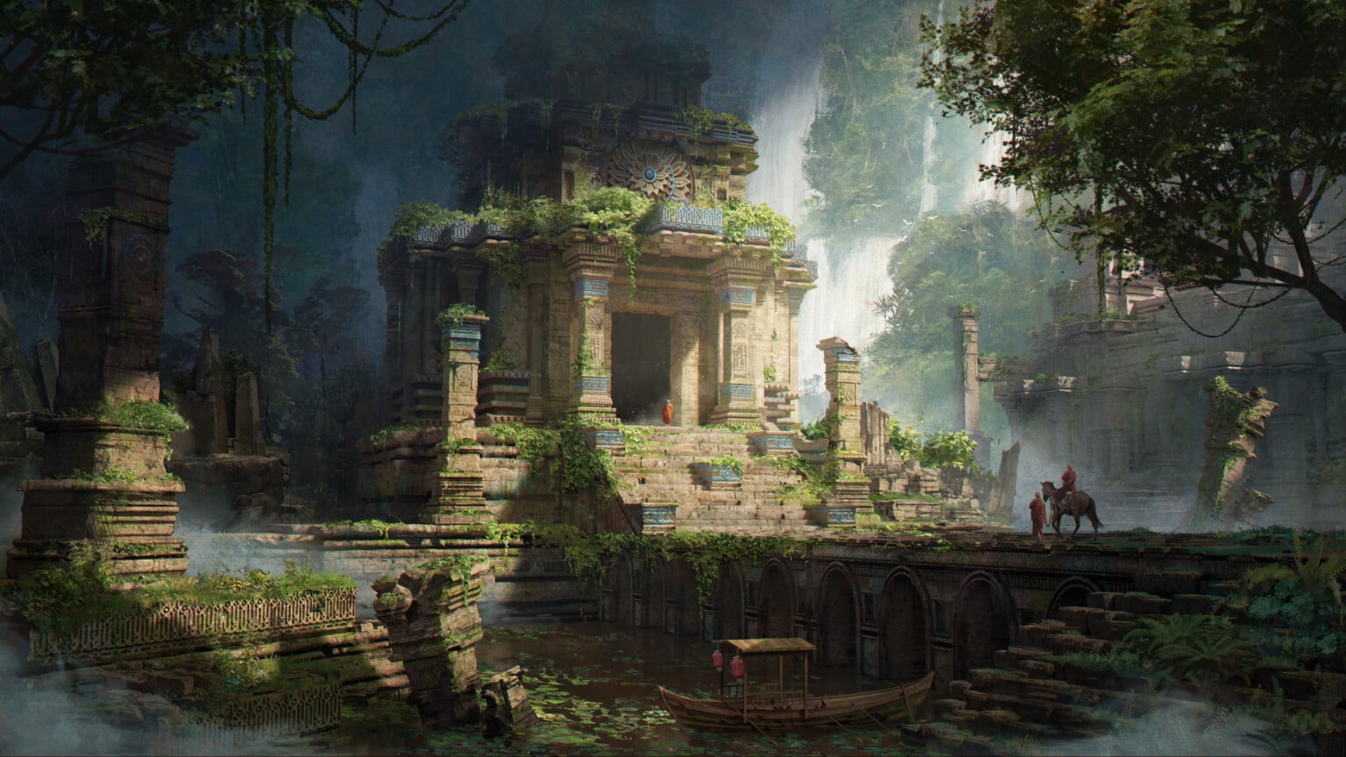 Абу мистический. Заброшенный храм в джунглях. Руины в джунглях. Руины арт. Разрушенные храмы в джунглях.