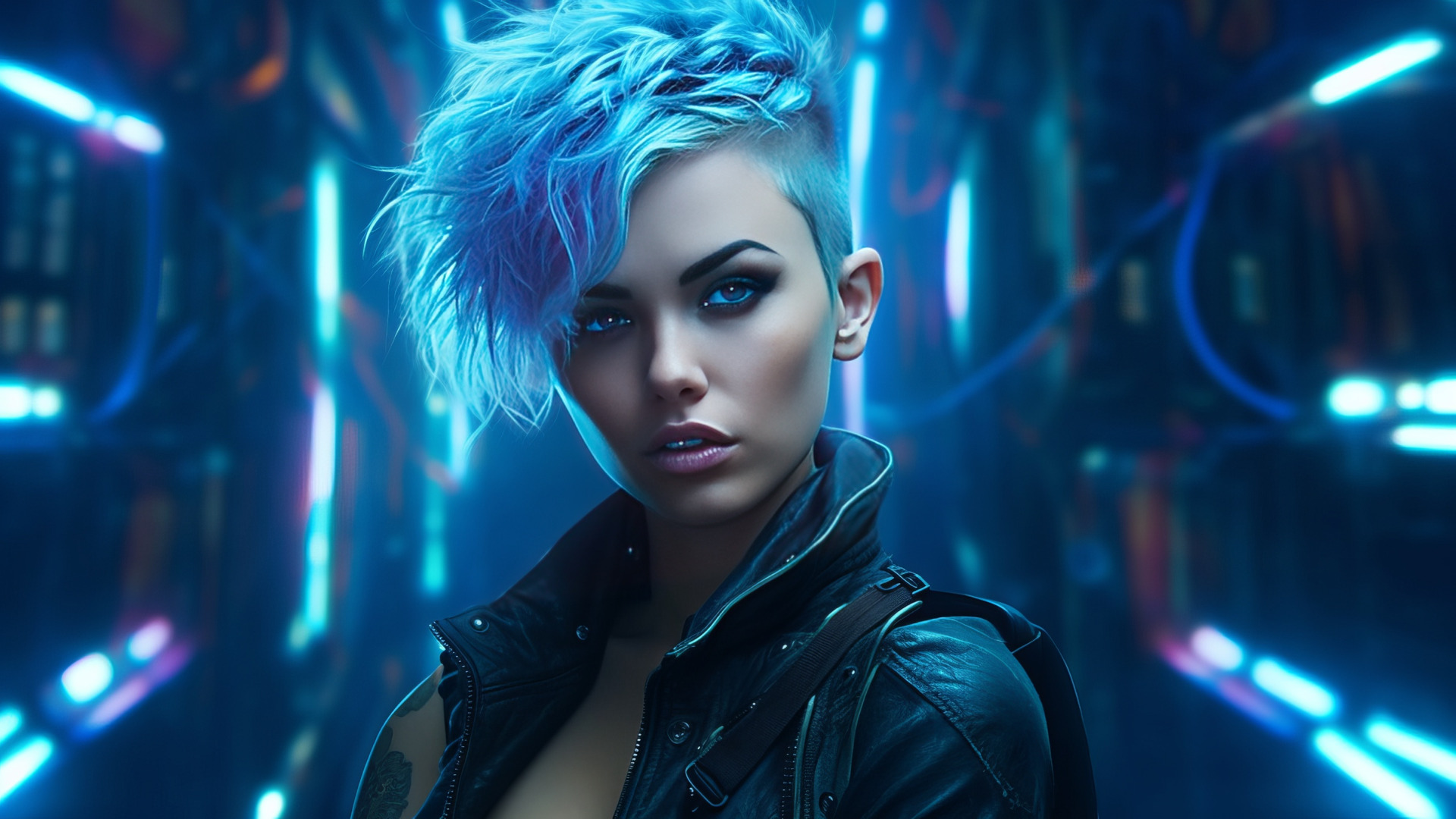 Скачать обои girl, art, beautiful, cyberpunk girl, раздел игры в разрешении  1920x1080