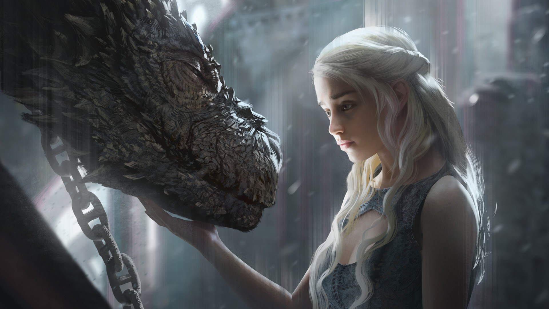 Скачать обои girl, fantasy, art, dragon, Game of Thrones, Emilia Clarke,  Daenerys Targaryen, film, раздел фильмы в разрешении 1920x1080