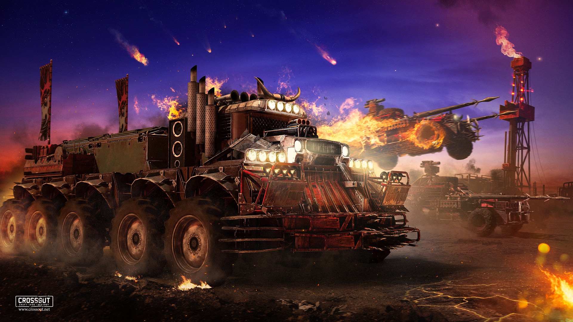 Обои огонь, техника, траспорт, crossout, devil truck на телефон и рабочий  стол, раздел игры, разрешение 1920x1080 - скачать