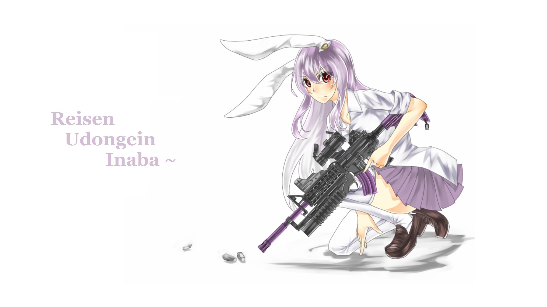 Обои автомат, гильзы, наемница, лунный зайчик, Reisen Udongein Inaba, touhou  project на телефон и рабочий стол, раздел игры, разрешение 1920x1080 -  скачать