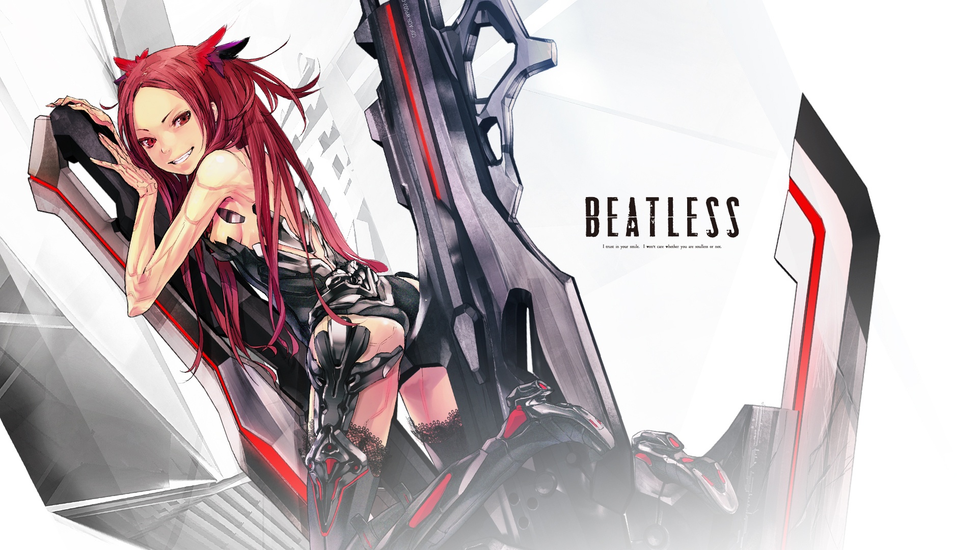 Девушка, красные глаза, redjuice, anime, art, красные волосы, beatless обои  на телефон (фото, картинки)