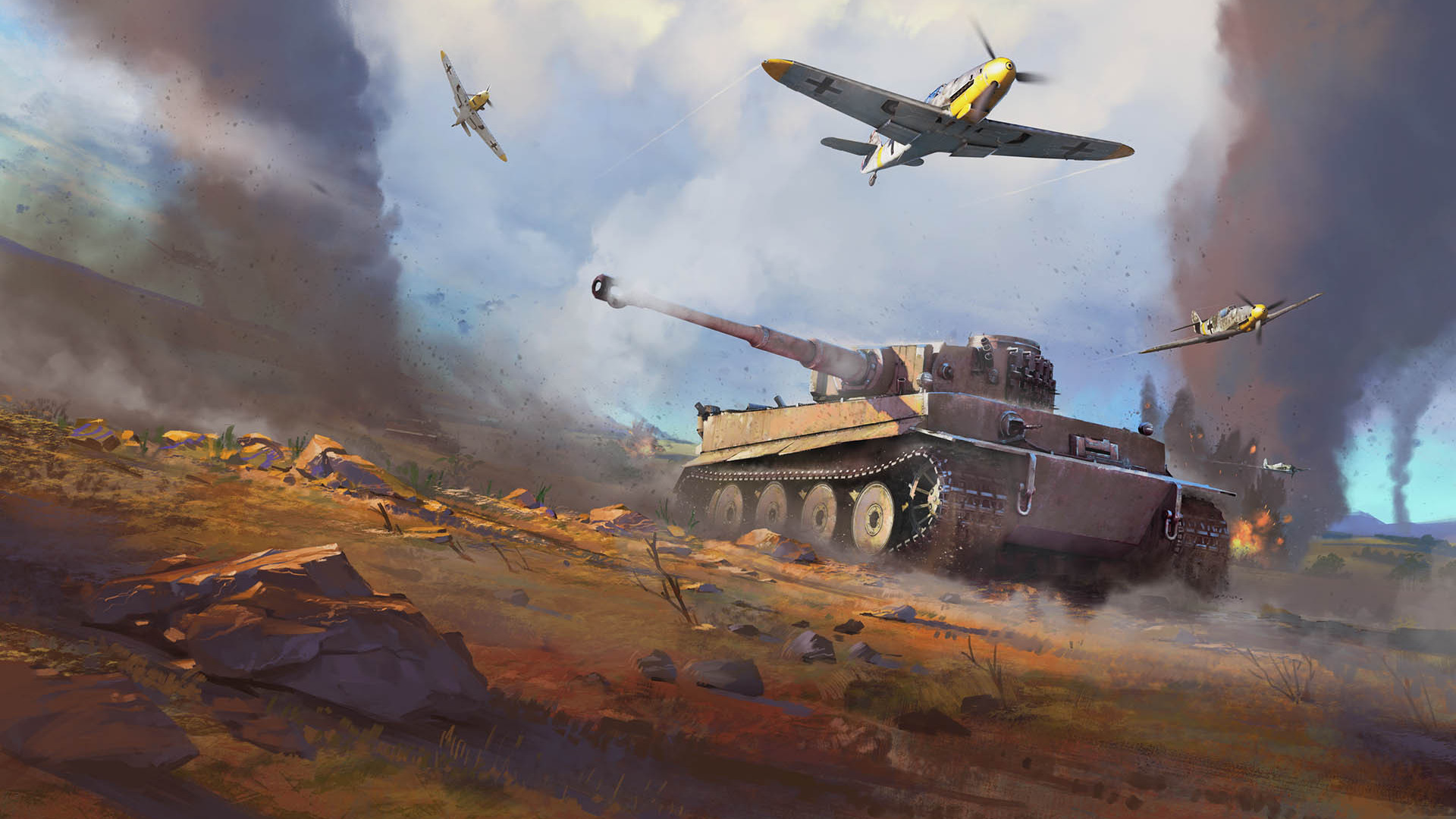 Скачать обои танки, самолёты, game wallpapers, Вторая Мировая война, WW2,  War Thunder, раздел игры в разрешении 1920x1080