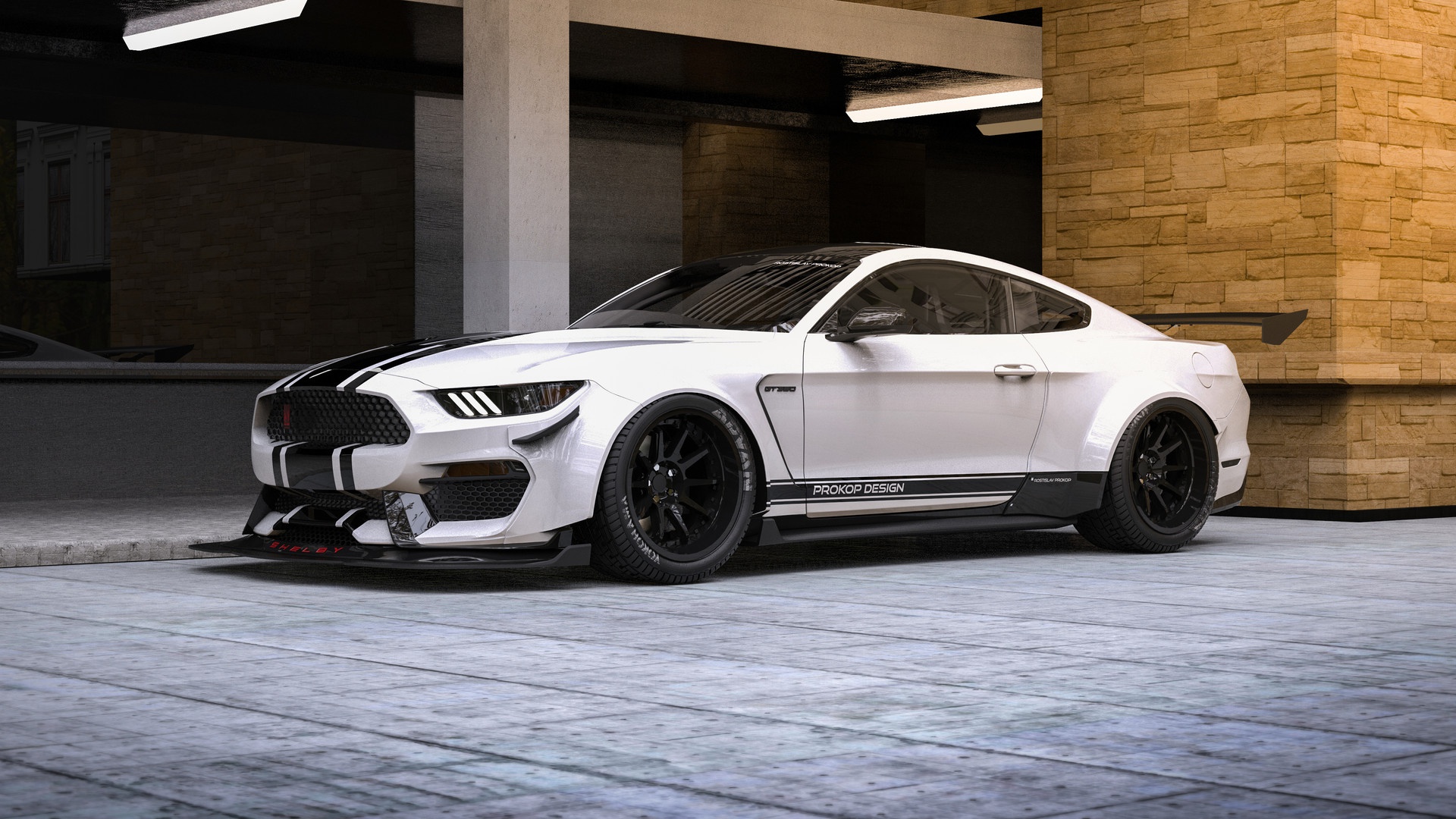 Скачать обои Mustang, Ford, Shelby, Белый, Машина, Ford Mustang, Рендеринг,  Concept Art, раздел ford в разрешении 1920x1080