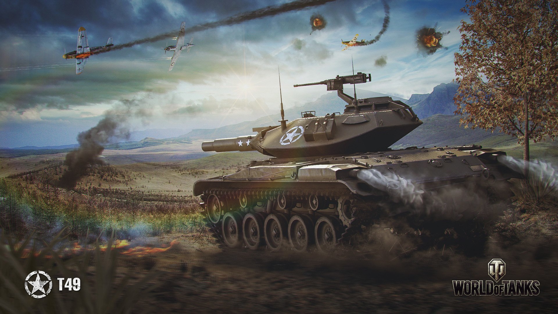 Скачать обои США, WoT, World of Tanks, T49, раздел игры в разрешении  1920x1080