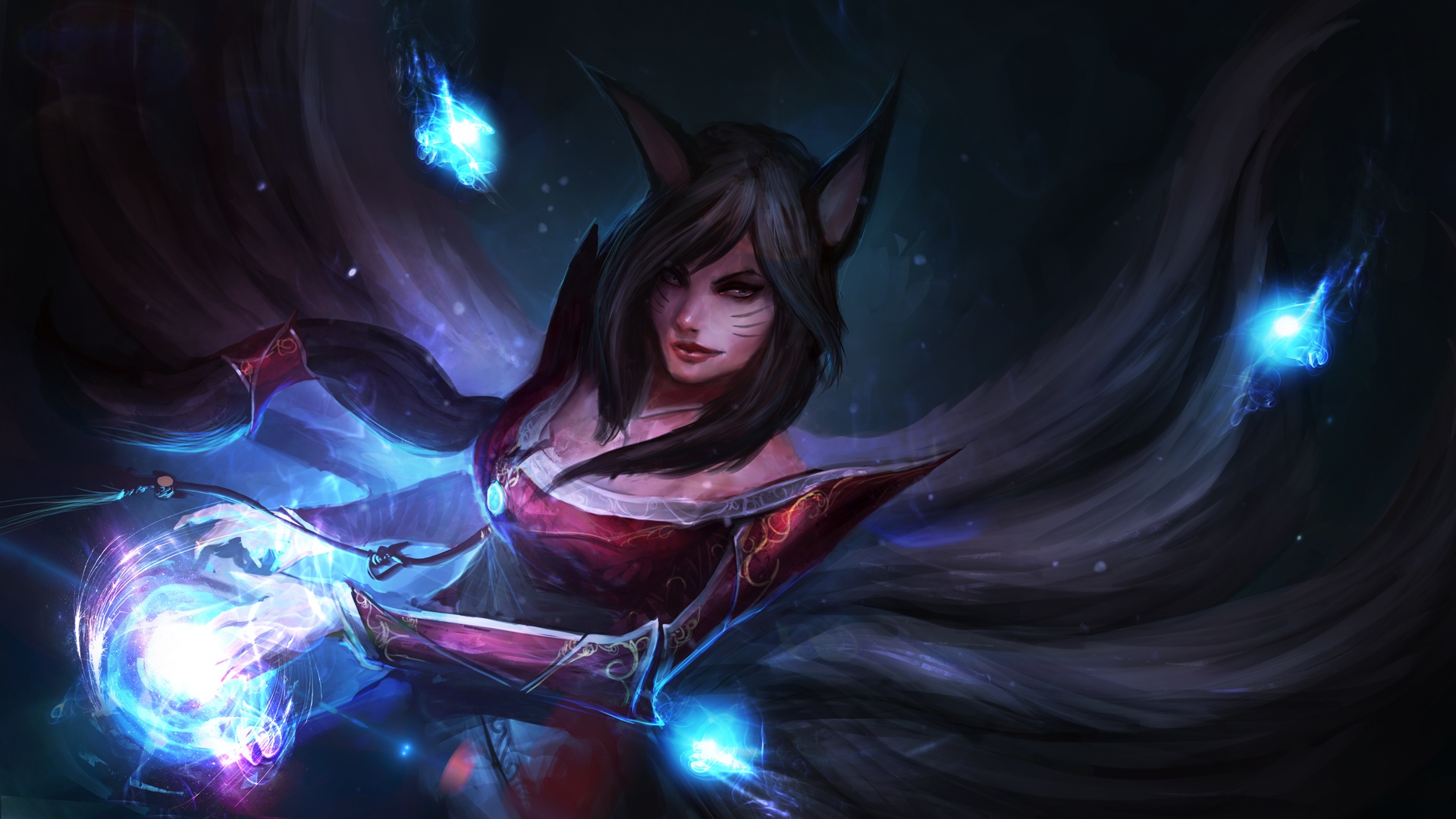 Скачать обои лиса, лол, ahri, League Of Legends, раздел игры в разрешении  1920x1080