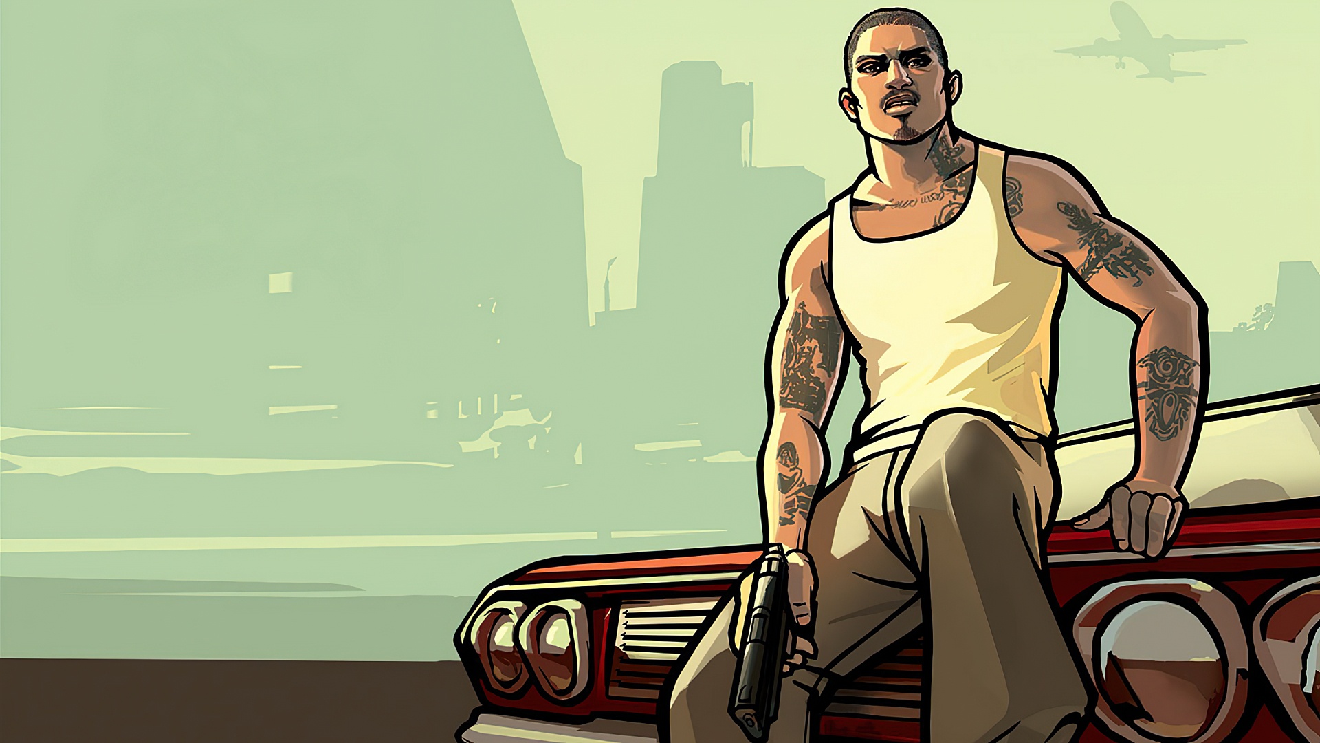 Обои машина, небо, майка, парень, Grand Theft Auto: San Andreas на телефон  и рабочий стол, раздел игры, разрешение 1920x1080 - скачать