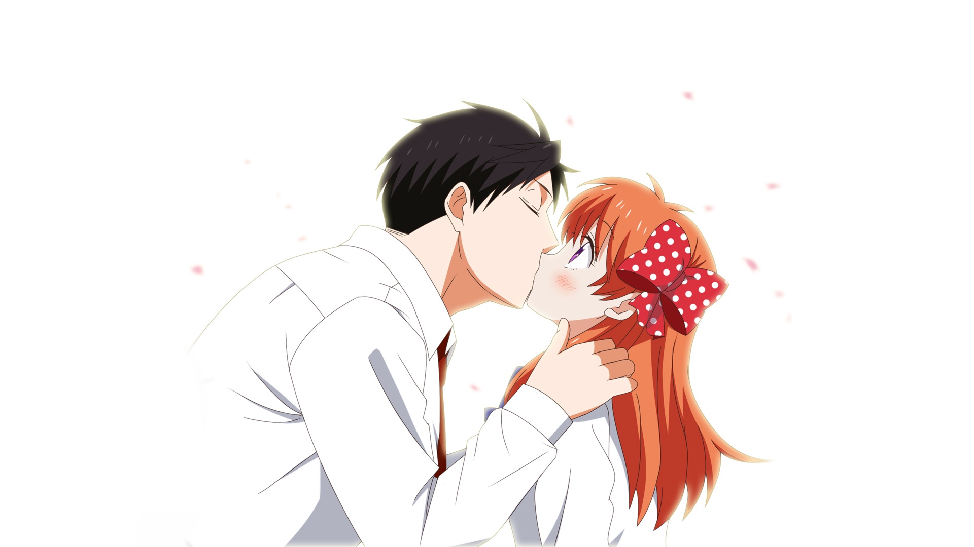 Обои девушка, поцелуй, аниме, арт, парень, двое, sakura chiyo, gekkan shoujo  nozaki-kun на телефон и рабочий стол, раздел аниме, разрешение 1920x1080 -  скачать