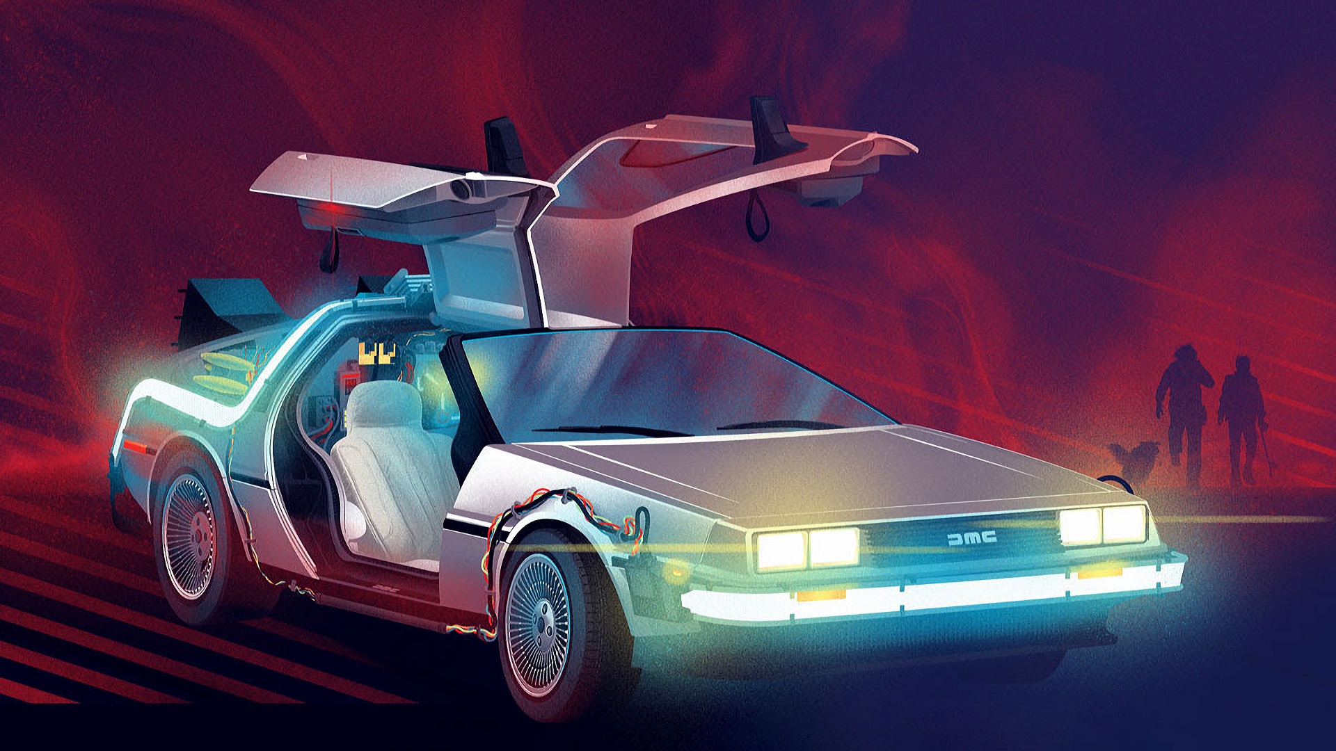 Скачать обои Рисунок, Машина, DeLorean DMC-12, DeLorean, DMC-12,  Фантастика, DMC, Back to the Future, раздел разное в разрешении 1920x1080