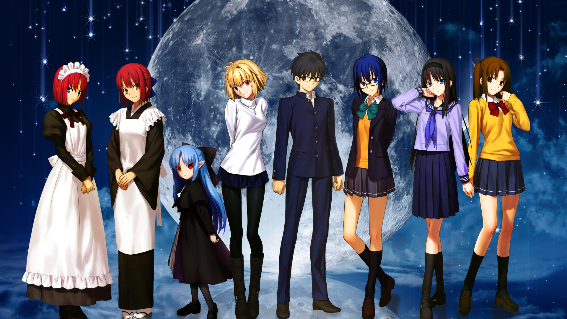 Скачать обои Anime, Girls, Vampire, Game, Type-Moon, Ciel, Arcueid  Brunestud, Tsukihime, раздел прочее в разрешении 1920x1080