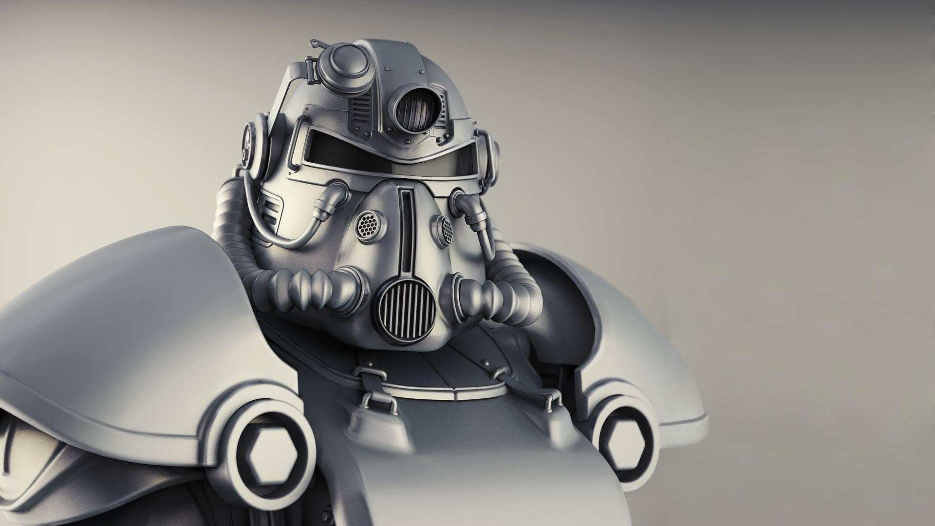 Скачать обои Bethesda Softworks, Bethesda, Bethesda Game Studios, Fallout 4,  The Art of Fallout 4, T-51b Power Armor, раздел игры в разрешении 1920x1080