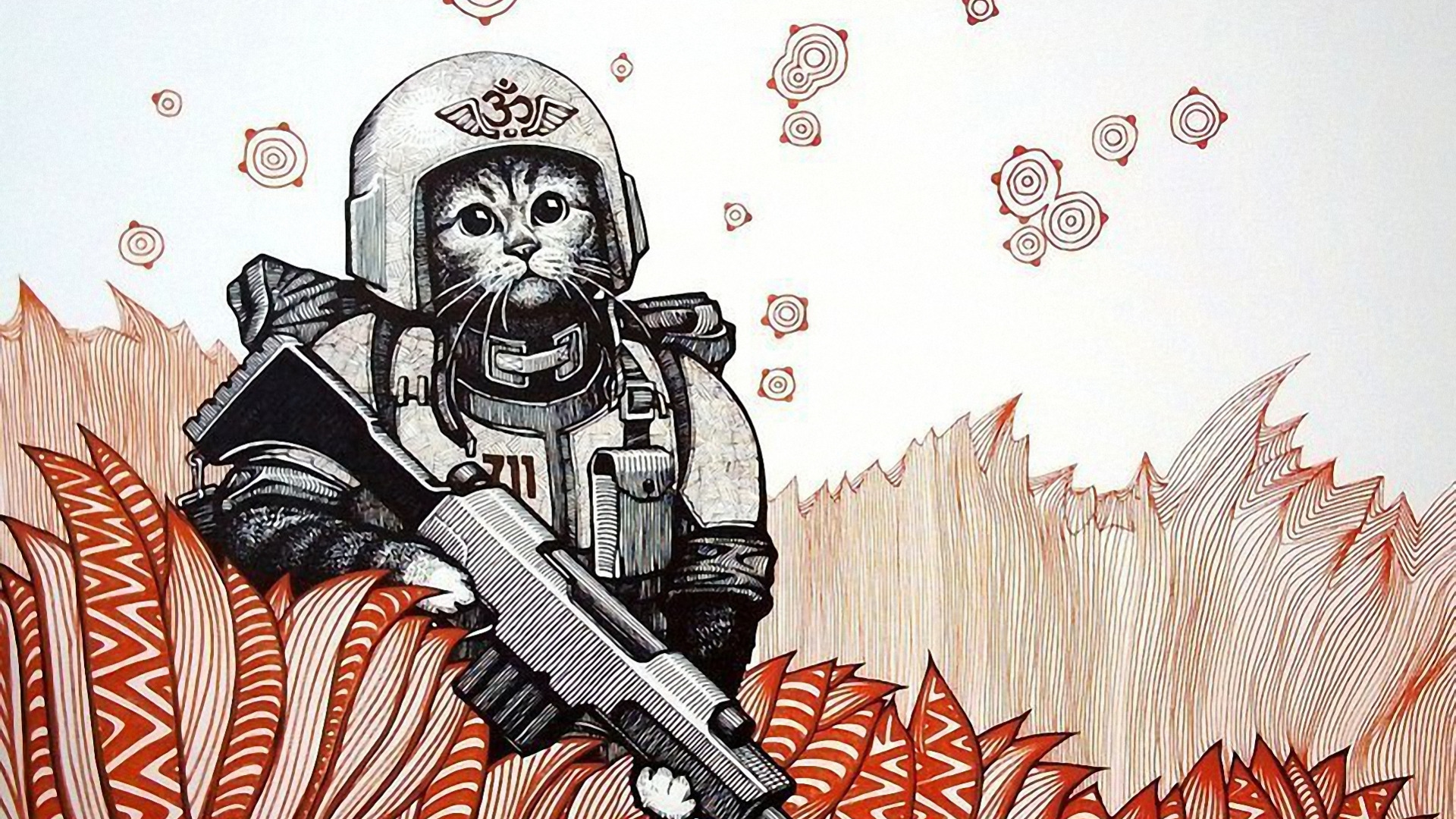 Скачать обои кот, Рисунок, Воин, Солдат, Warhammer, Броня, Art, Cat, раздел  игры в разрешении 1920x1080