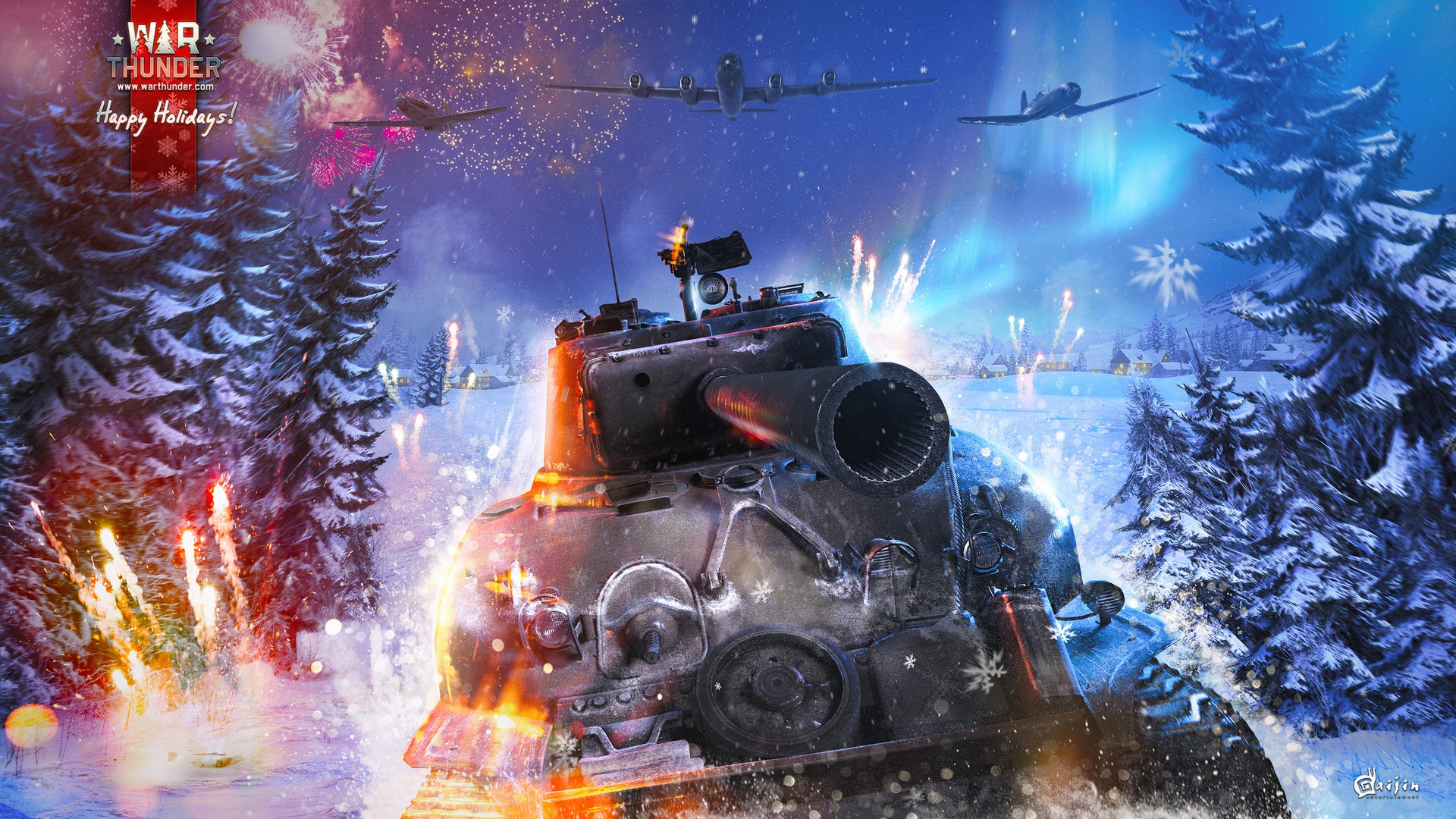 Обои ели, танк, Happy New Year, самолёты, War Thunder на телефон и рабочий  стол, раздел игры, разрешение 1920x1080 - скачать