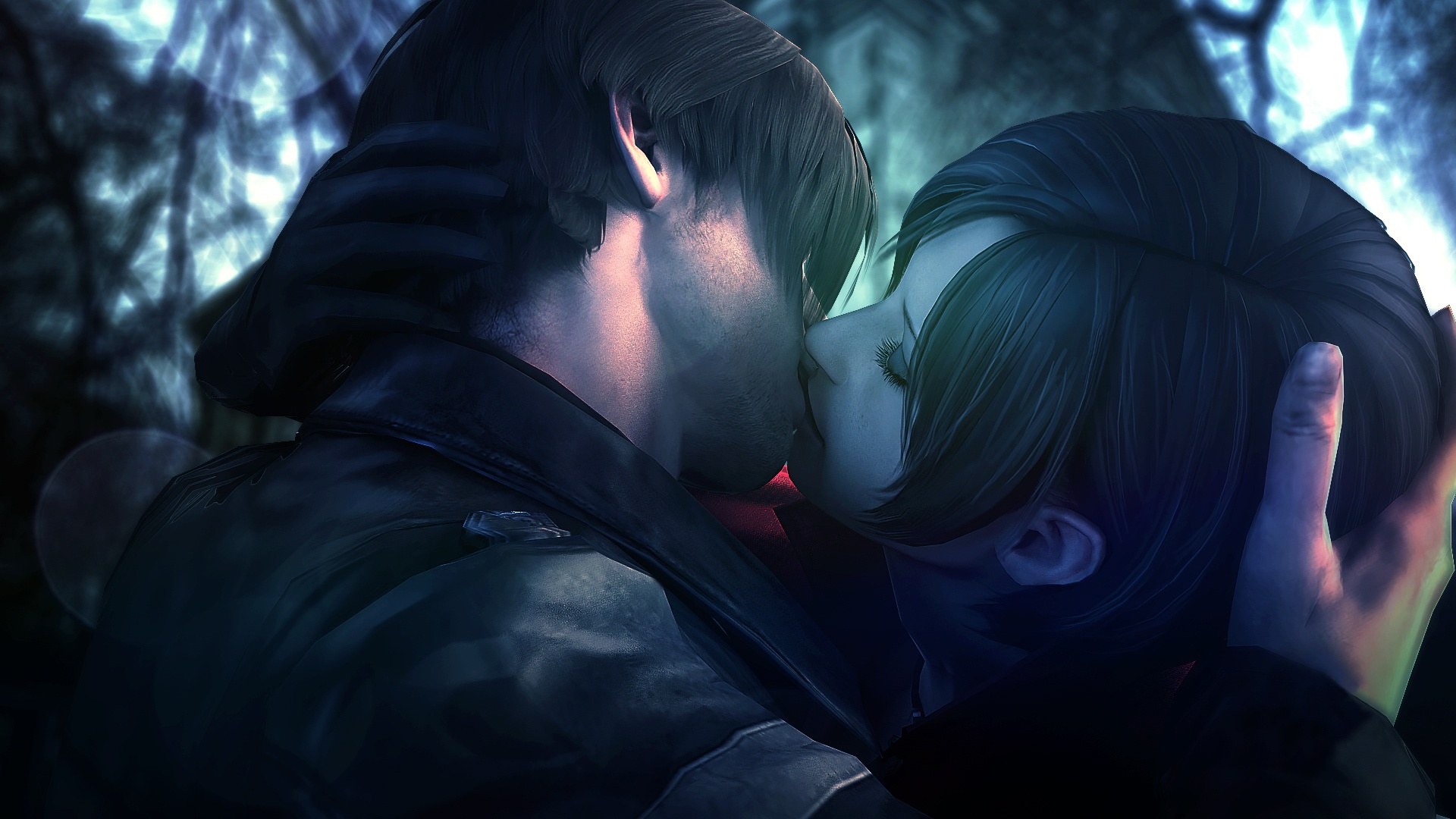 Обои поцелуй, Resident Evil, kiss, fanart, Biohazard, Leon Scott Kennedy,  Ada Wong на телефон и рабочий стол, раздел игры, разрешение 1920x1080 -  скачать