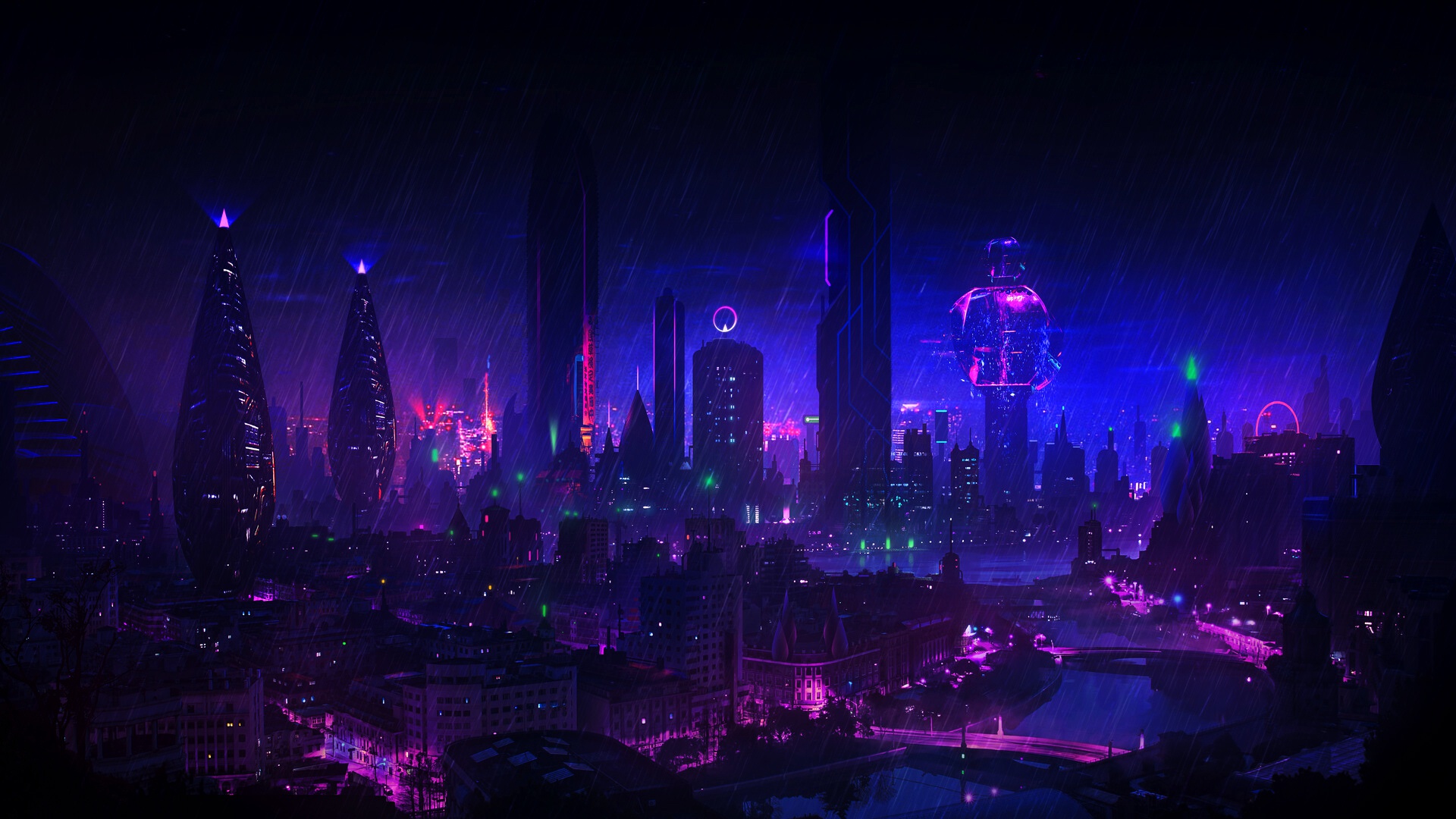 Cyberpunk neon city full hd фото 7