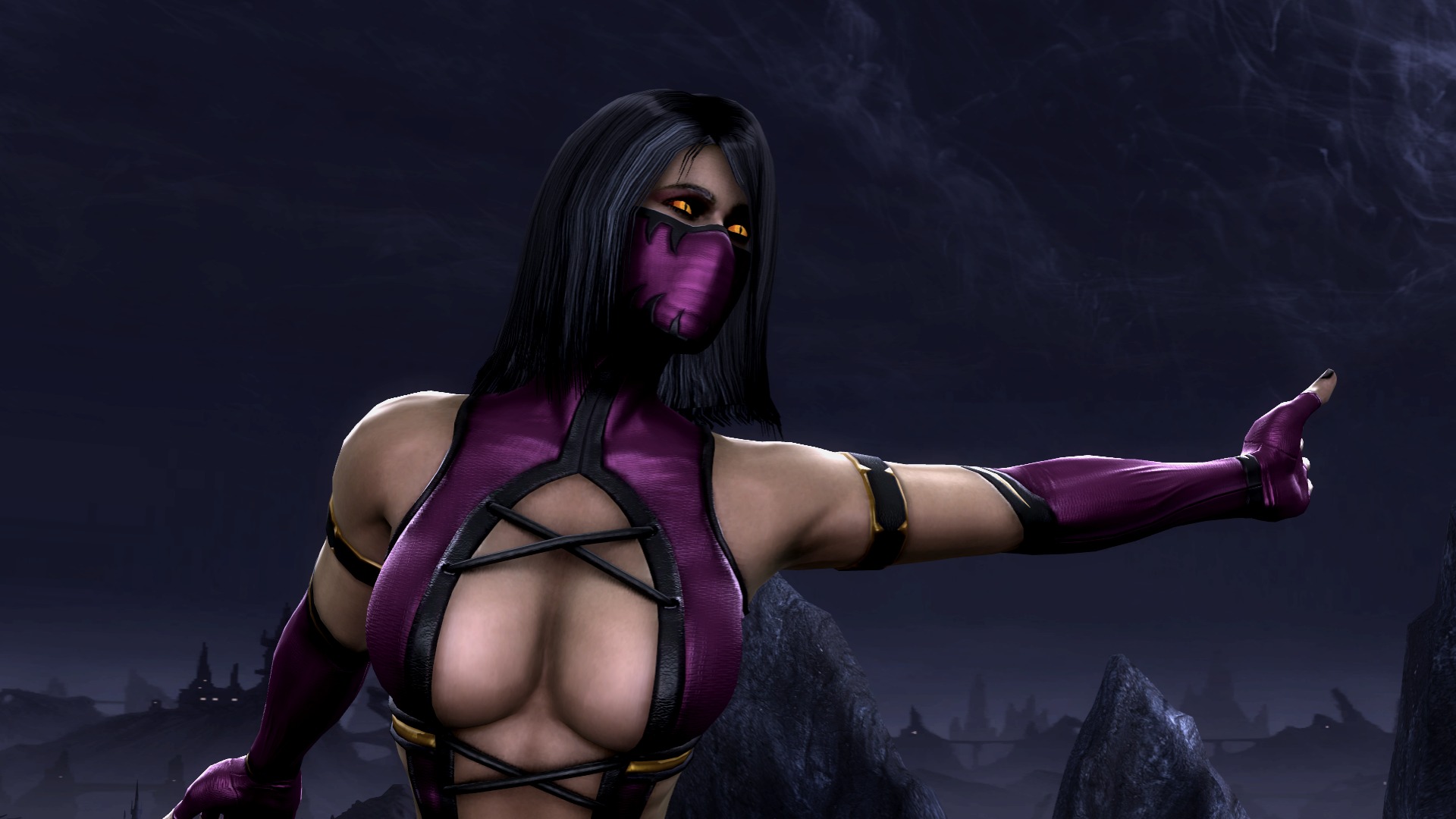 Скачать обои грудь, девушка, ночь, лицо, Mileena, Милина, Morta Kombat,  раздел игры в разрешении 1920x1080