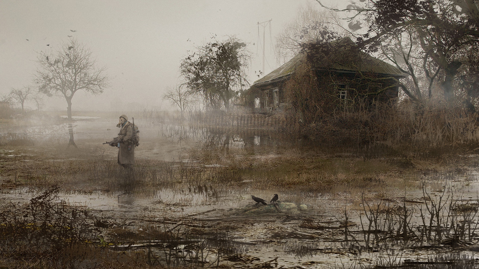 Обои Дом, Солдат, Сталкер, Припять, STALKER, Fog, Mac Rebisz, by Mac Rebisz  на телефон и рабочий стол, раздел игры, разрешение 1920x1080 - скачать