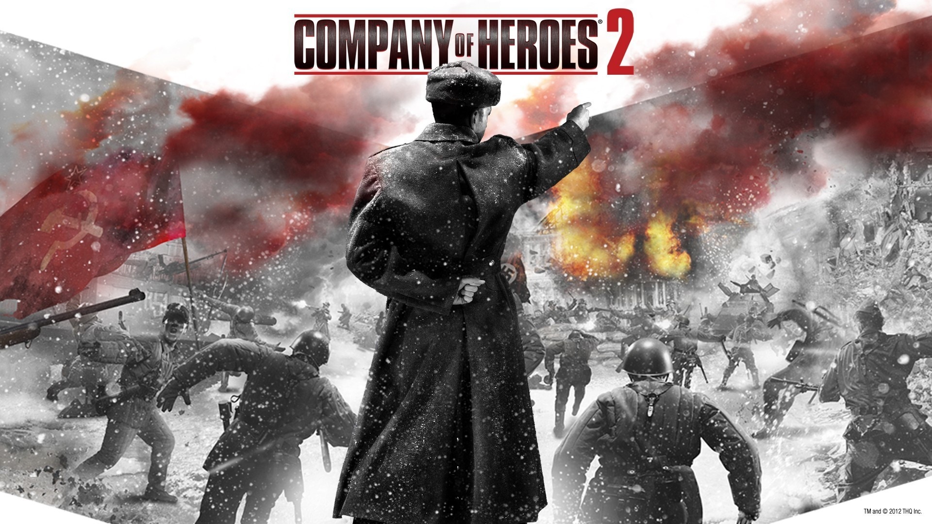 Скачать обои огонь, война, THQ, Company of Heroes, Бука, Relic  Entertainment, красная армия, раздел игры в разрешении 1920x1080