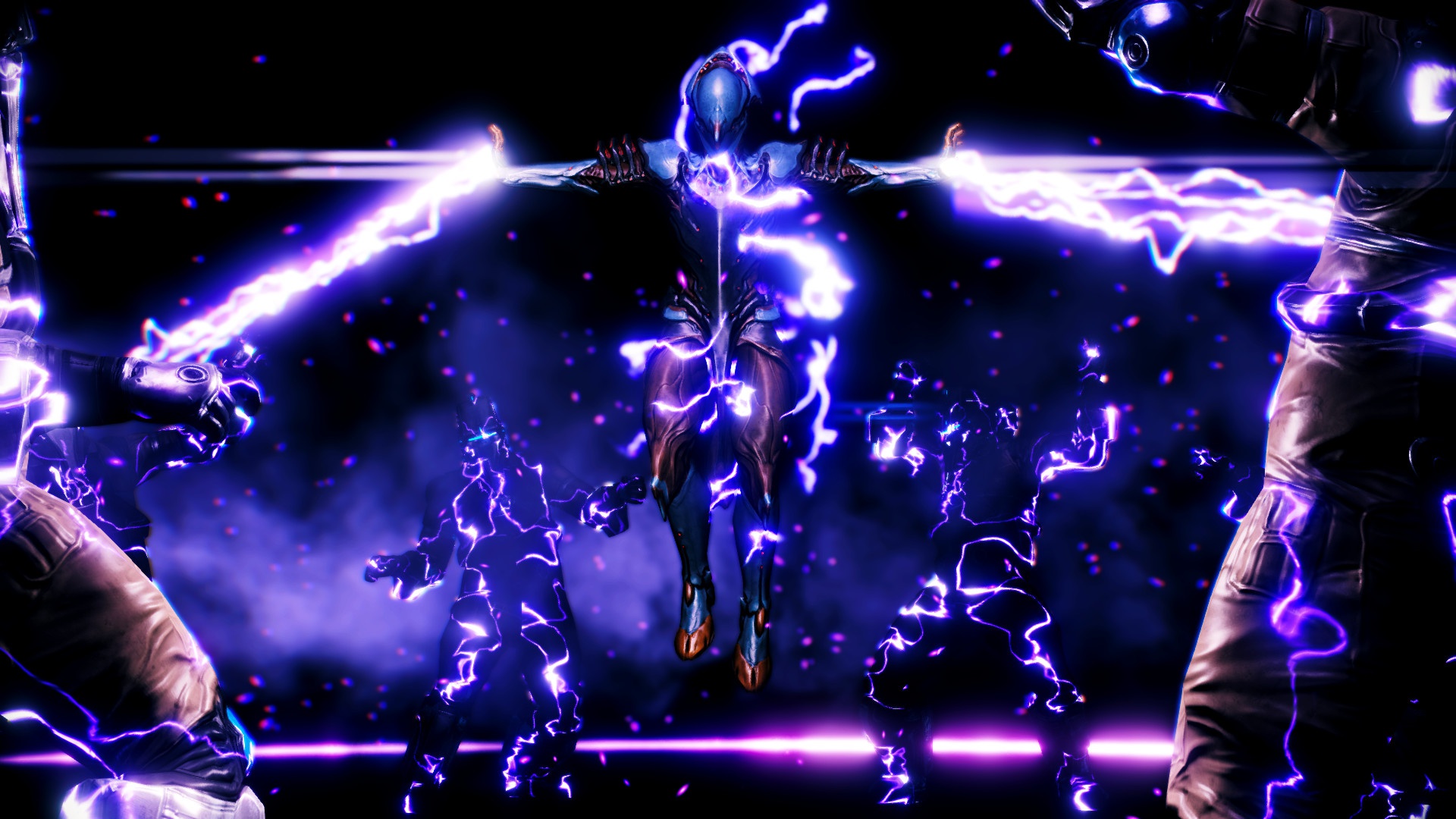 Скачать обои game, lightning, suit, volt, warframe, overload, electric  power, раздел игры в разрешении 1920x1080