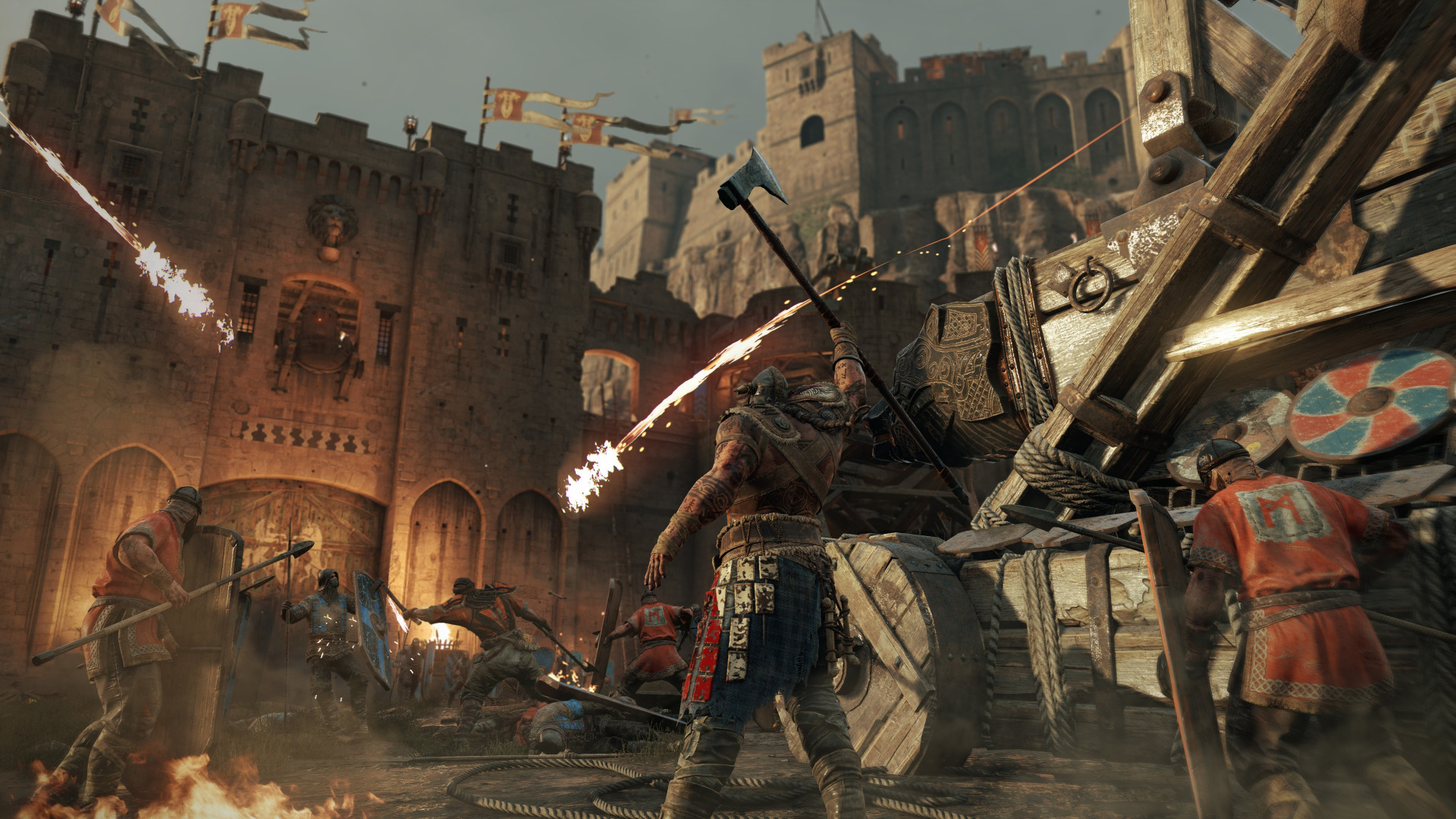 Скачать обои замок, игра, бой, нападение, game, screenshot, For Honor, Фор  Хонор, раздел игры в разрешении 1920x1080