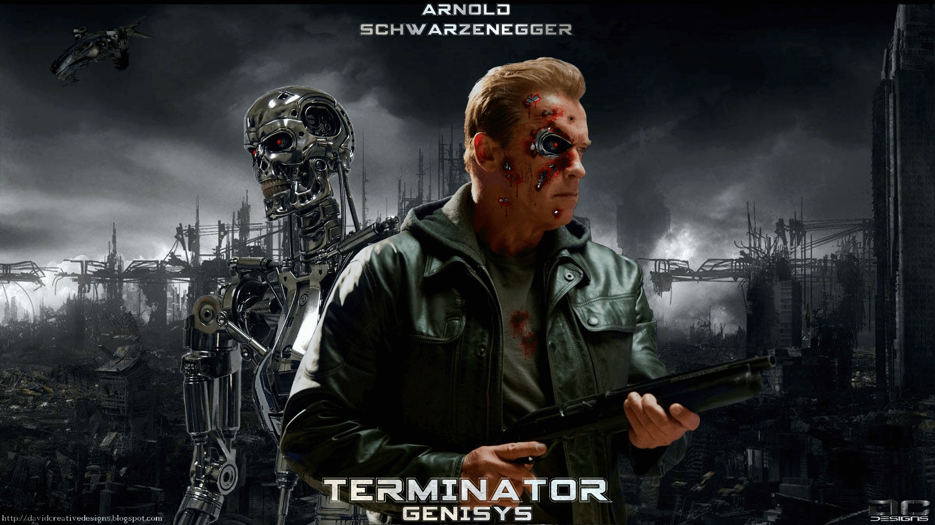 Скачать обои девушка, арнольд шварценеггер, Terminator-Genisys, раздел  фильмы в разрешении 1920x1080