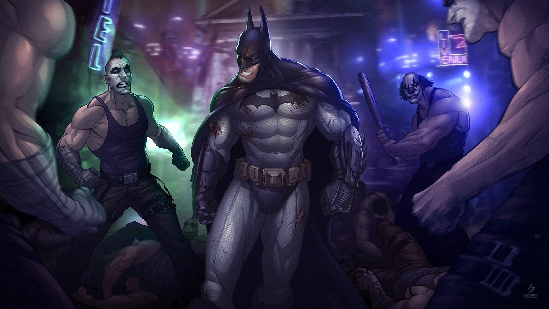 Скачать обои batman, art, patrick brown, arkham city, раздел игры в  разрешении 1920x1080