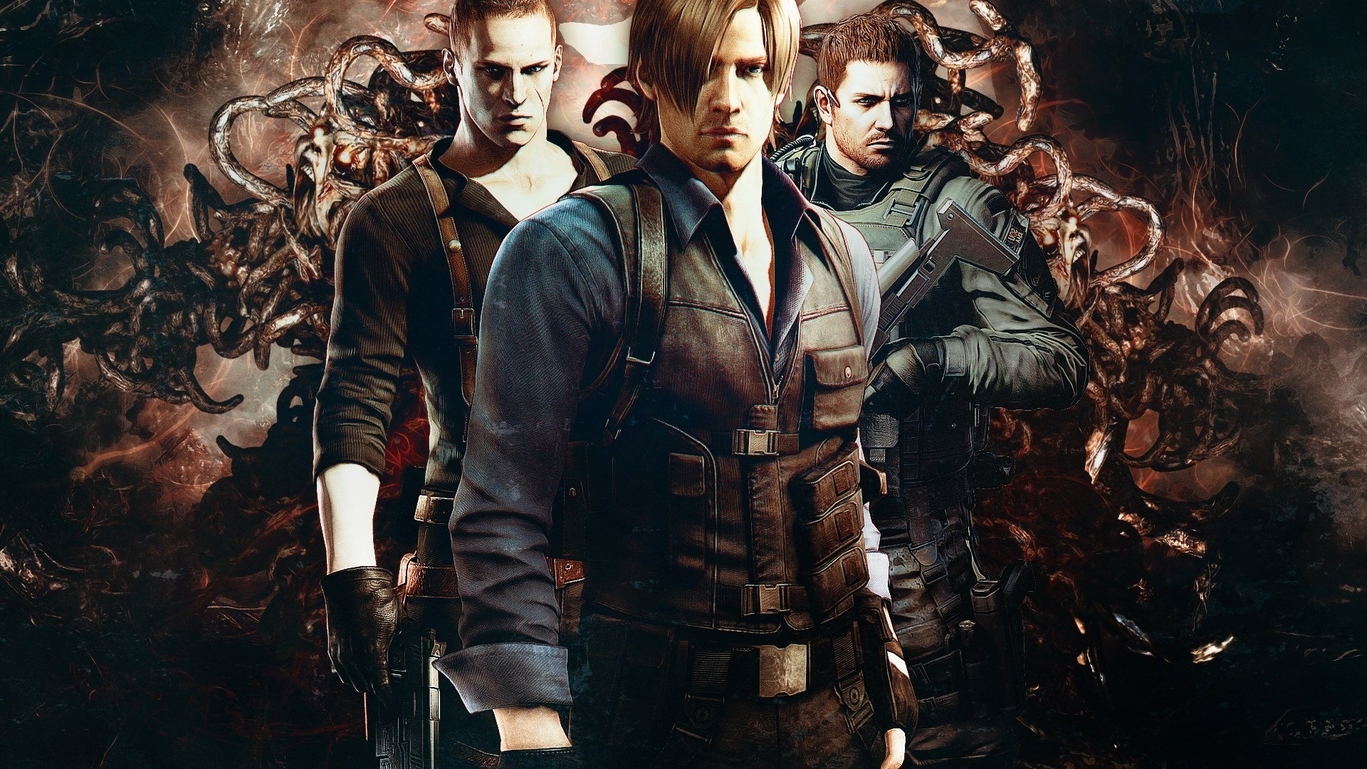 Скачать обои Resident Evil, Resident Evil 6, Leon Scott Kennedy, Chris  Redfield, Jake Muller, Biohazard 6, раздел игры в разрешении 1920x1080