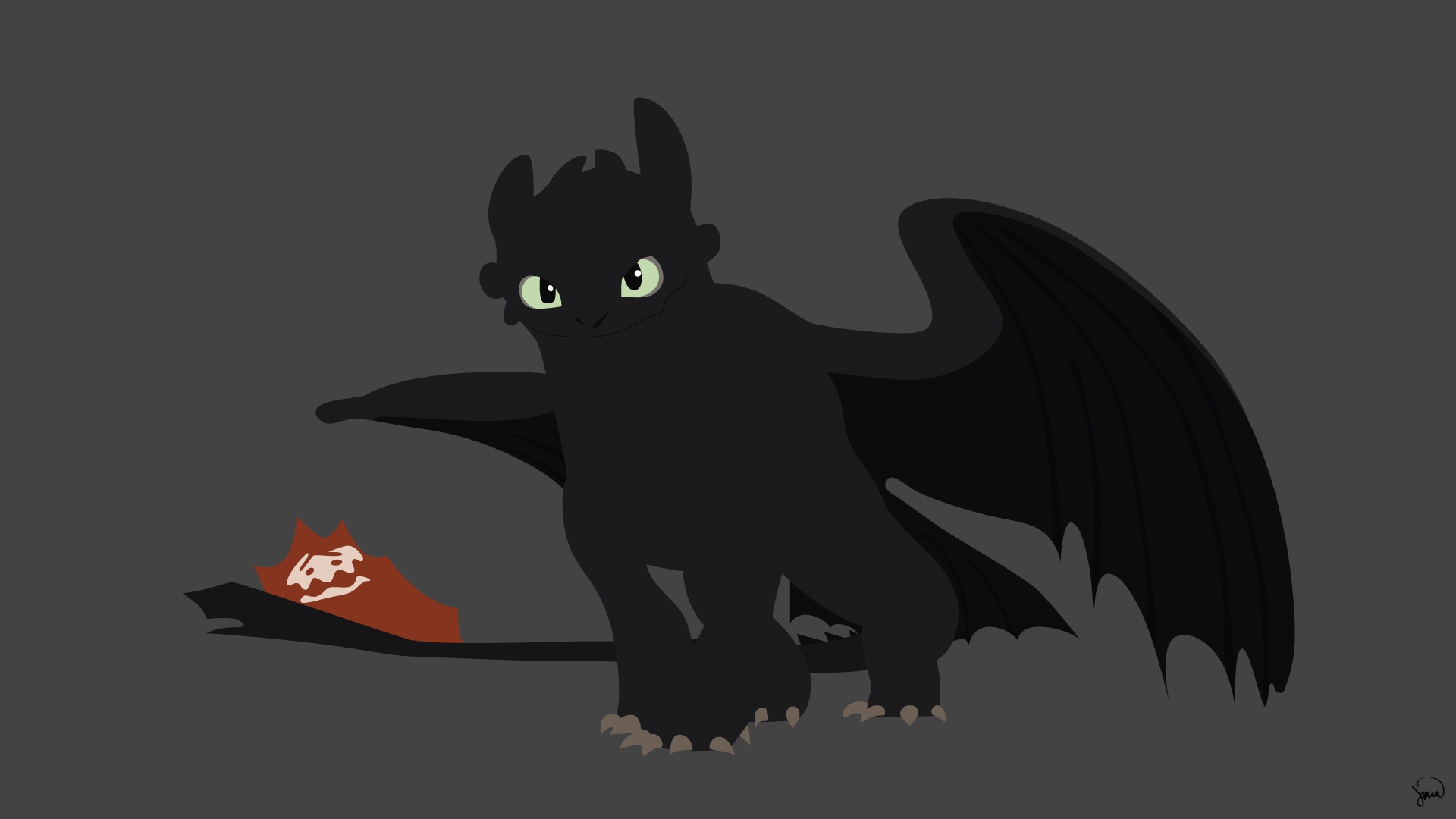 Обои беззубик, Toothless, Minimalism, How to Train Your Dragon на телефон и  рабочий стол, раздел минимализм, разрешение 1920x1080 - скачать