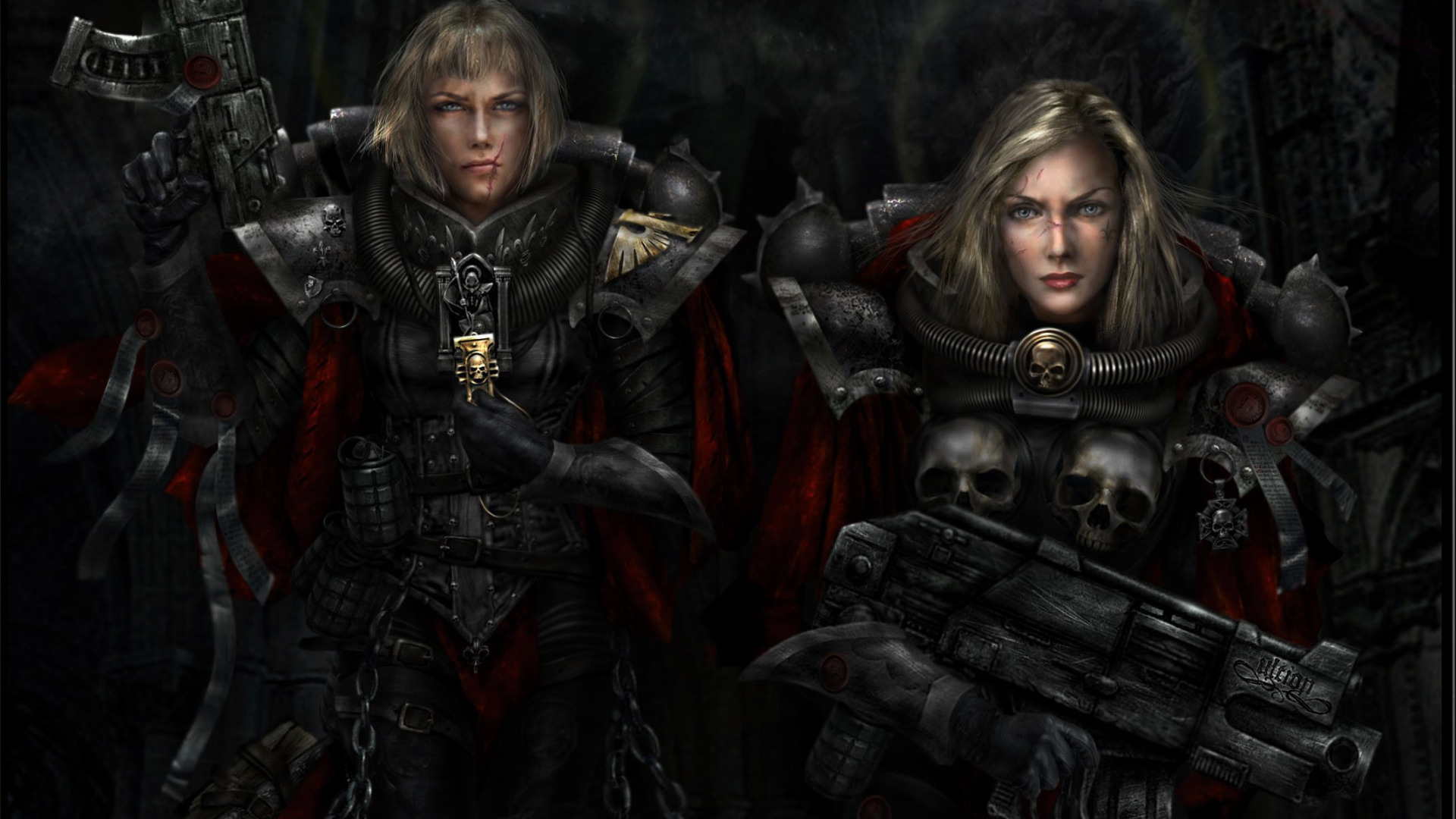 Скачать обои женщины, оружие, Warhammer, Adepta Sororitas, Сёстры Битвы,  40k, раздел фантастика в разрешении 1920x1080