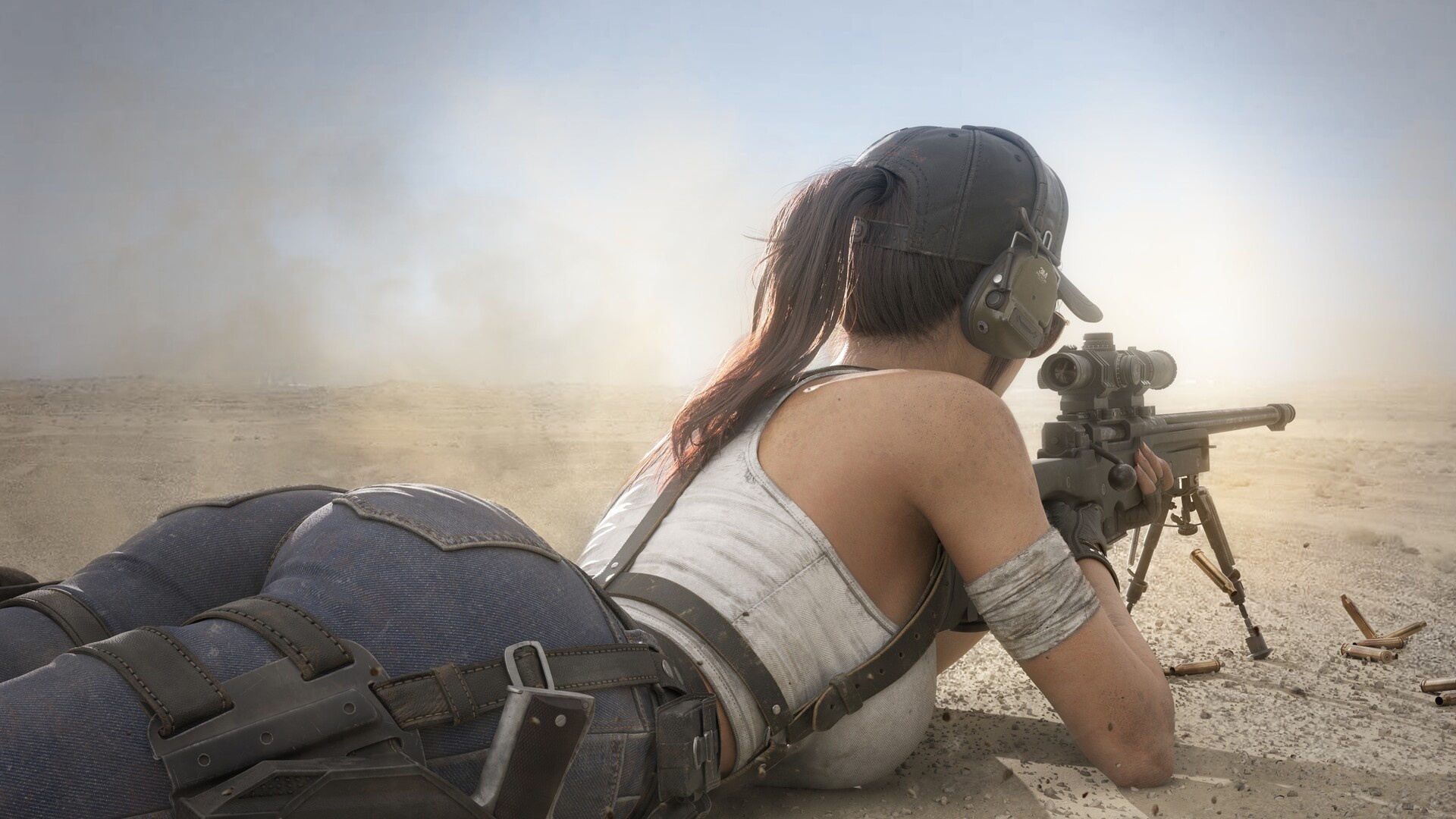 Обои Tomb Raider, gun, pistol, ass, desert, ponytail, women, jeans на  телефон и рабочий стол, раздел игры, разрешение 1920x1080 - скачать