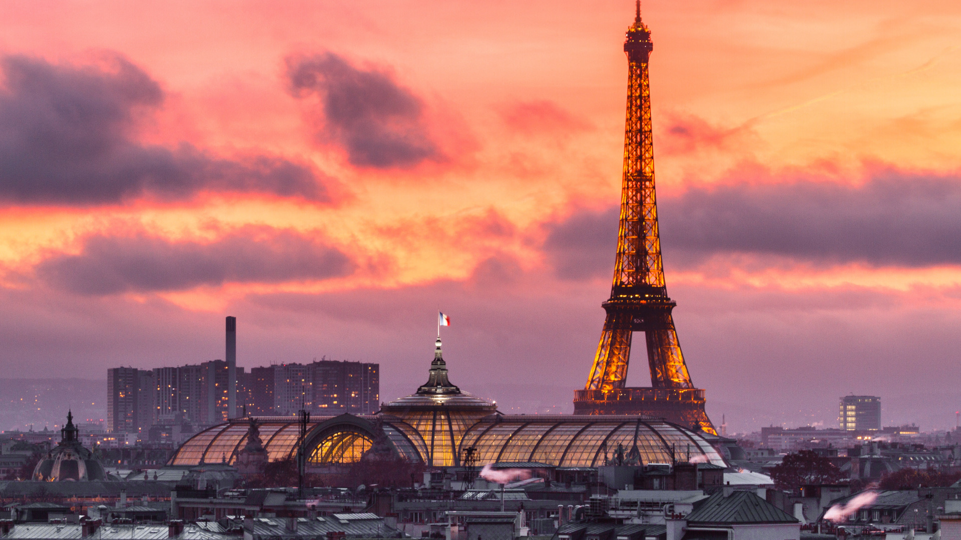 Paris Tour Eiffel Сумерки