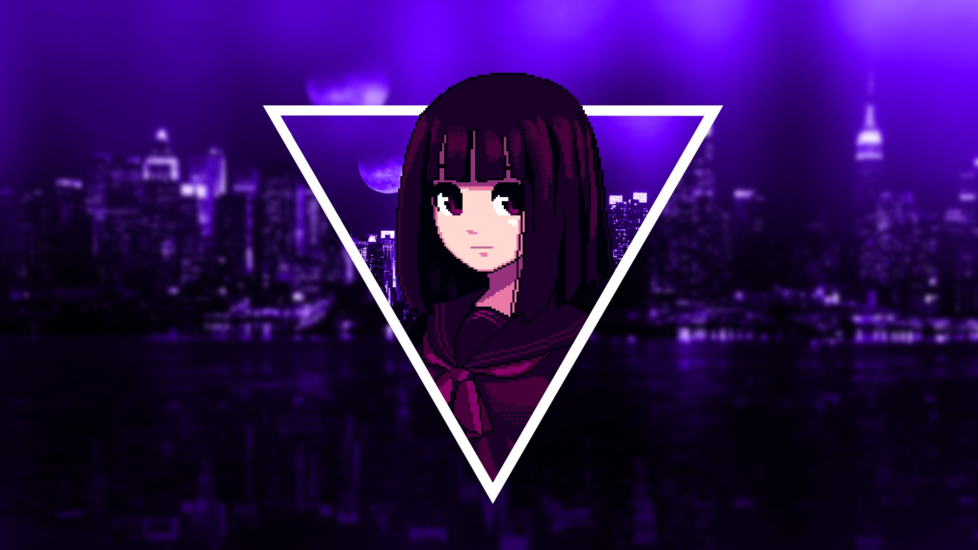 Обои Girl, Dark, Purple, Anime, Pixel, Violet на телефон и рабочий стол,  раздел сёнэн, разрешение 1920x1080 - скачать