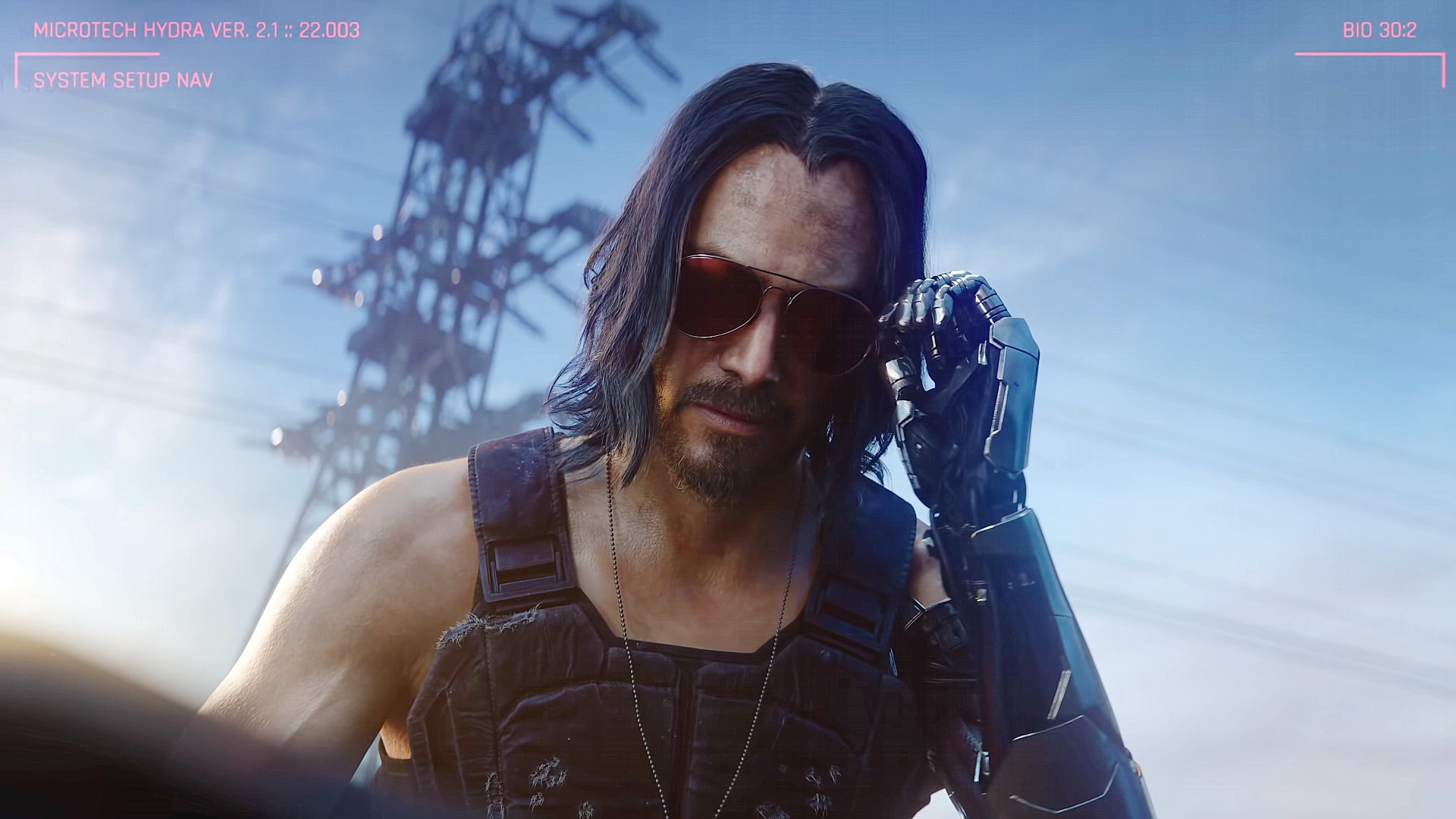 Скачать обои очки, Киану Ривз, протез, Keanu Reeves, Cyberpunk 2077, CD  PROJEKT RED, CD Project Red, Джонни Сильверхенд, раздел игры в разрешении  1920x1080