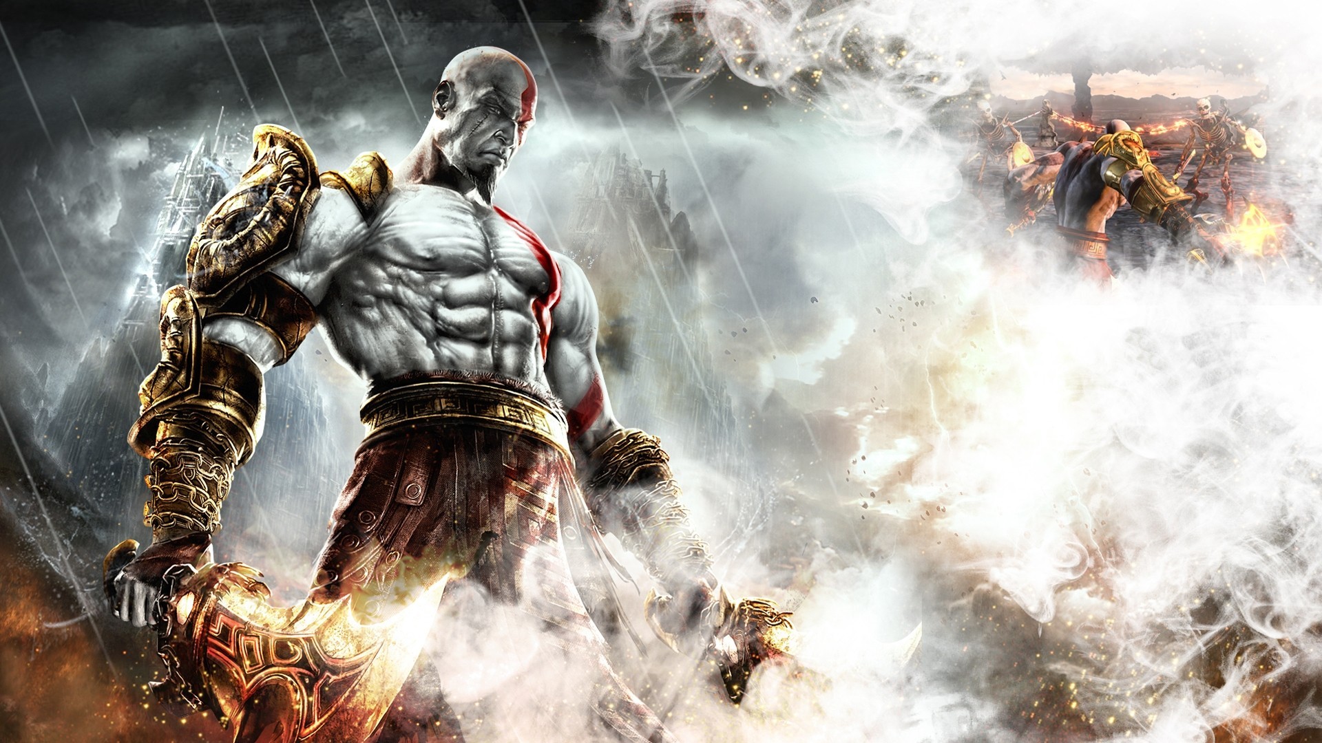 Обои fire, flame, sword, armor, god of war, kratos, god of war 3, ps3 на  телефон и рабочий стол, раздел игры, разрешение 1920x1080 - скачать