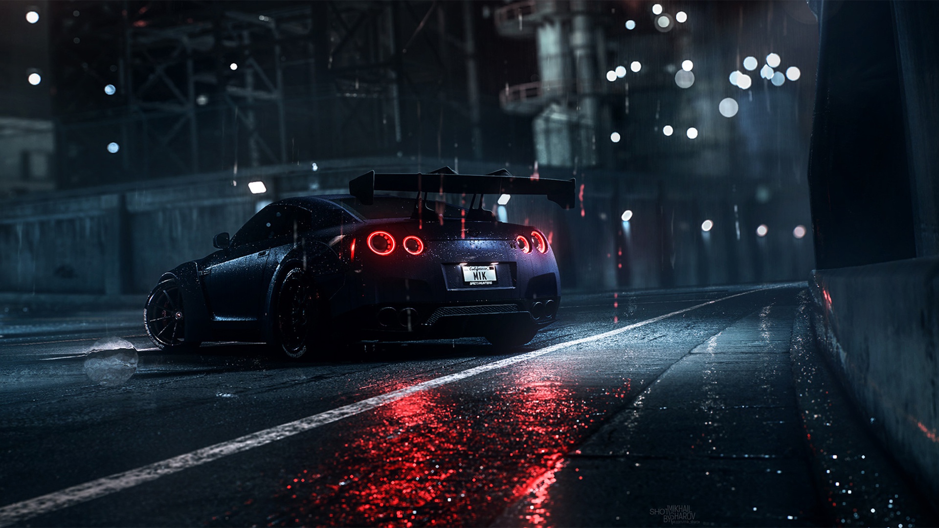 Обои Авто, Ночь, Машина, Дождь, Nissan, GT-R, Need for Speed, Daredevil на  телефон и рабочий стол, раздел рендеринг, разрешение 1920x1080 - скачать