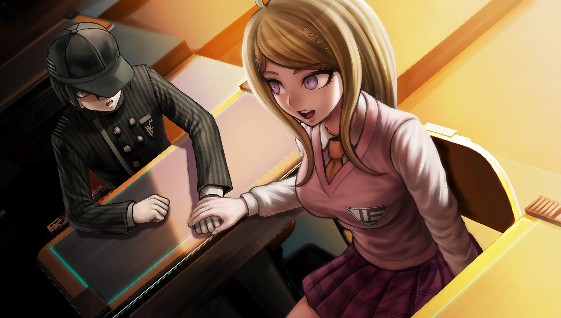 Обои класс, двое, Danganronpa, Школа отчаяния на телефон и рабочий стол,  раздел сёнэн, разрешение 1920x1088 - скачать