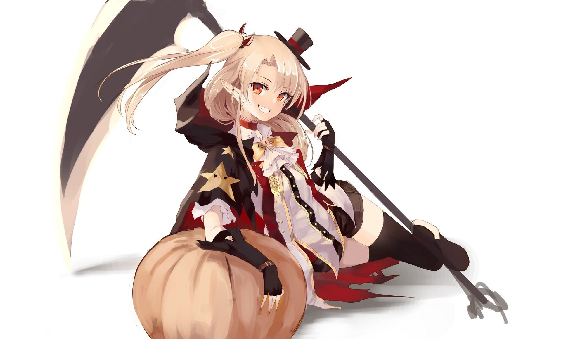 Скачать обои аниме, арт, девочка, тыква, коса, хеллоуин, azur lane, раздел  сёнэн в разрешении 1920x1160