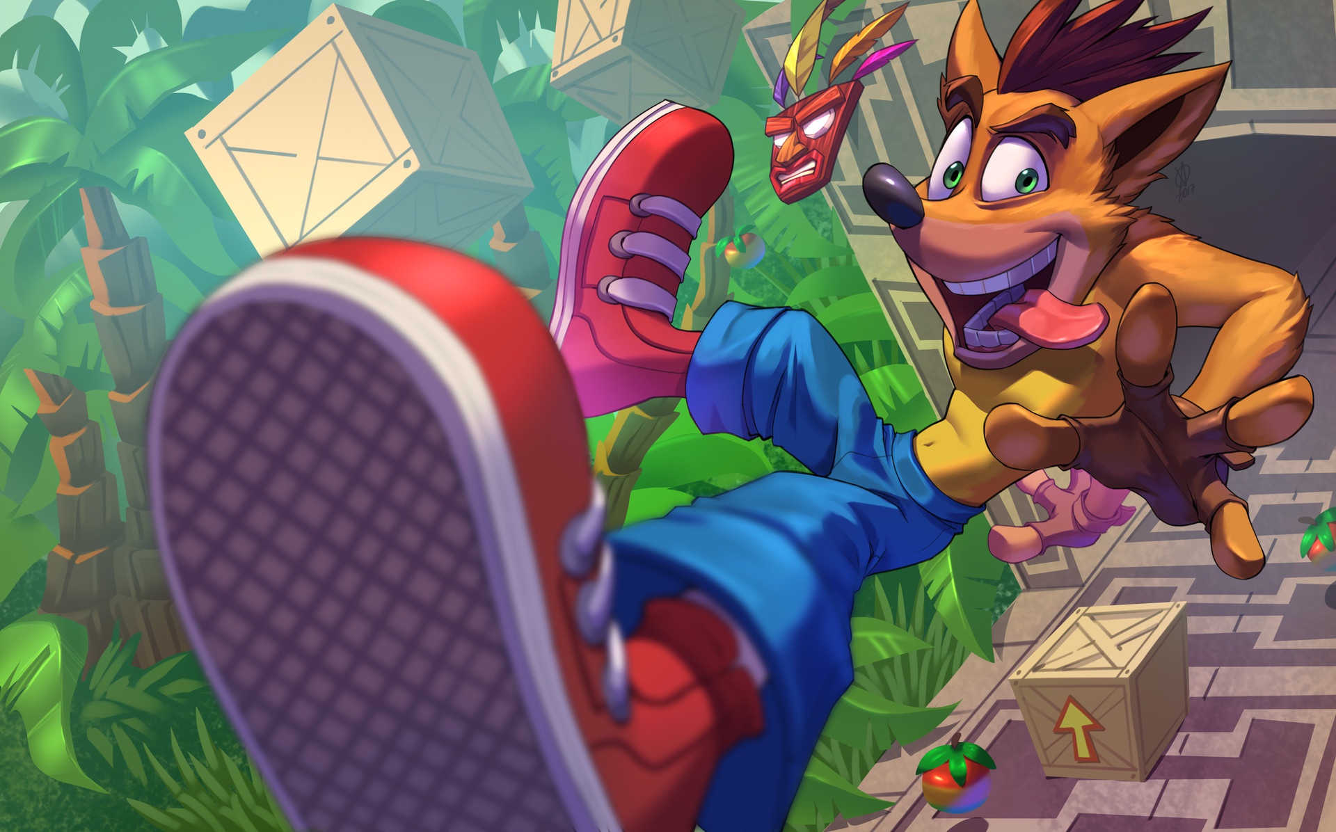 Обои Лис, Рисунок, Игра, Crash, Арт, Crash Bandicoot, Game Art, by Alan  Campos на телефон и рабочий стол, раздел игры, разрешение 1920x1196 -  скачать