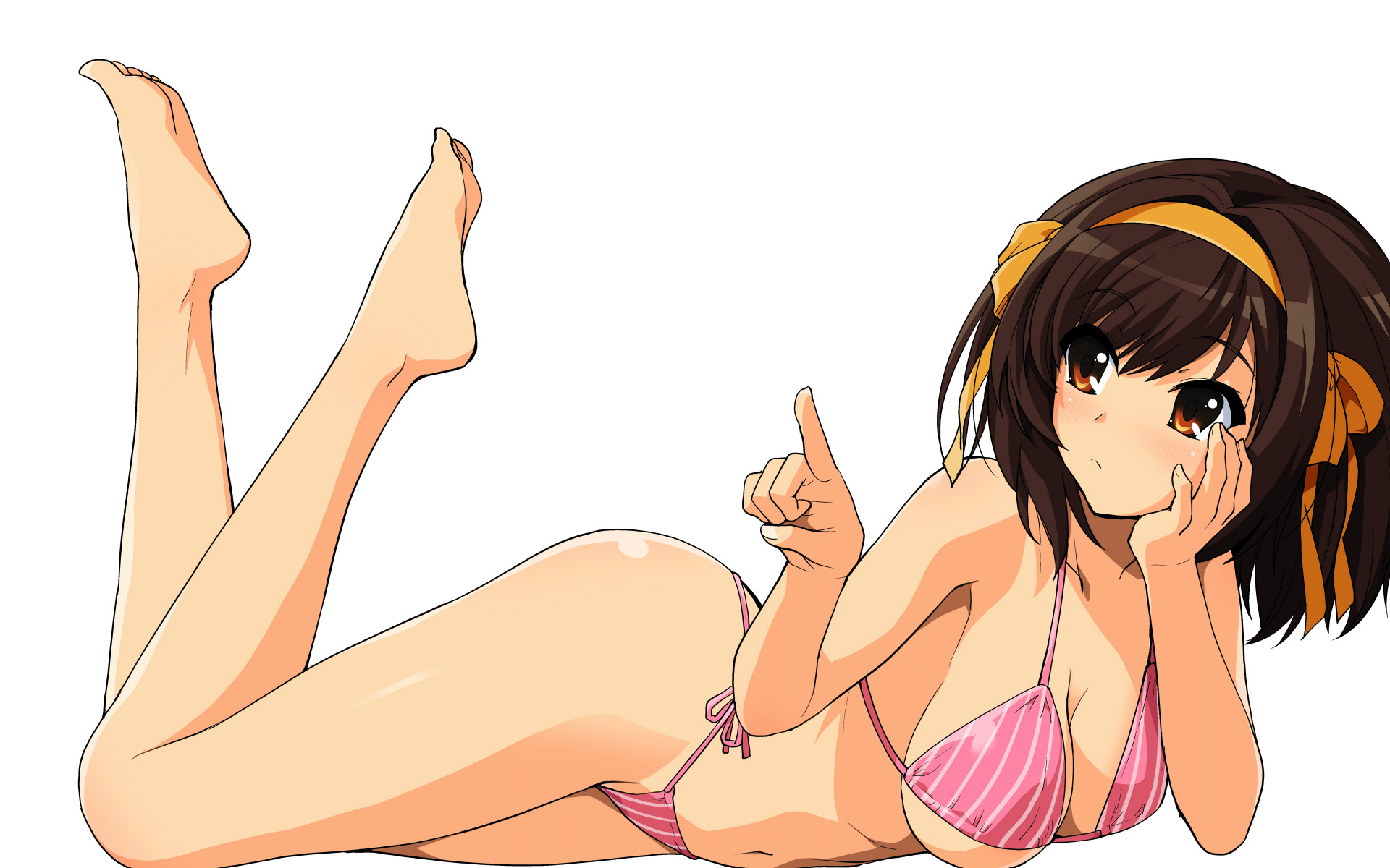 girl, sexy, cleavage, brown hair, boobs, anime, beautiful, short hair 