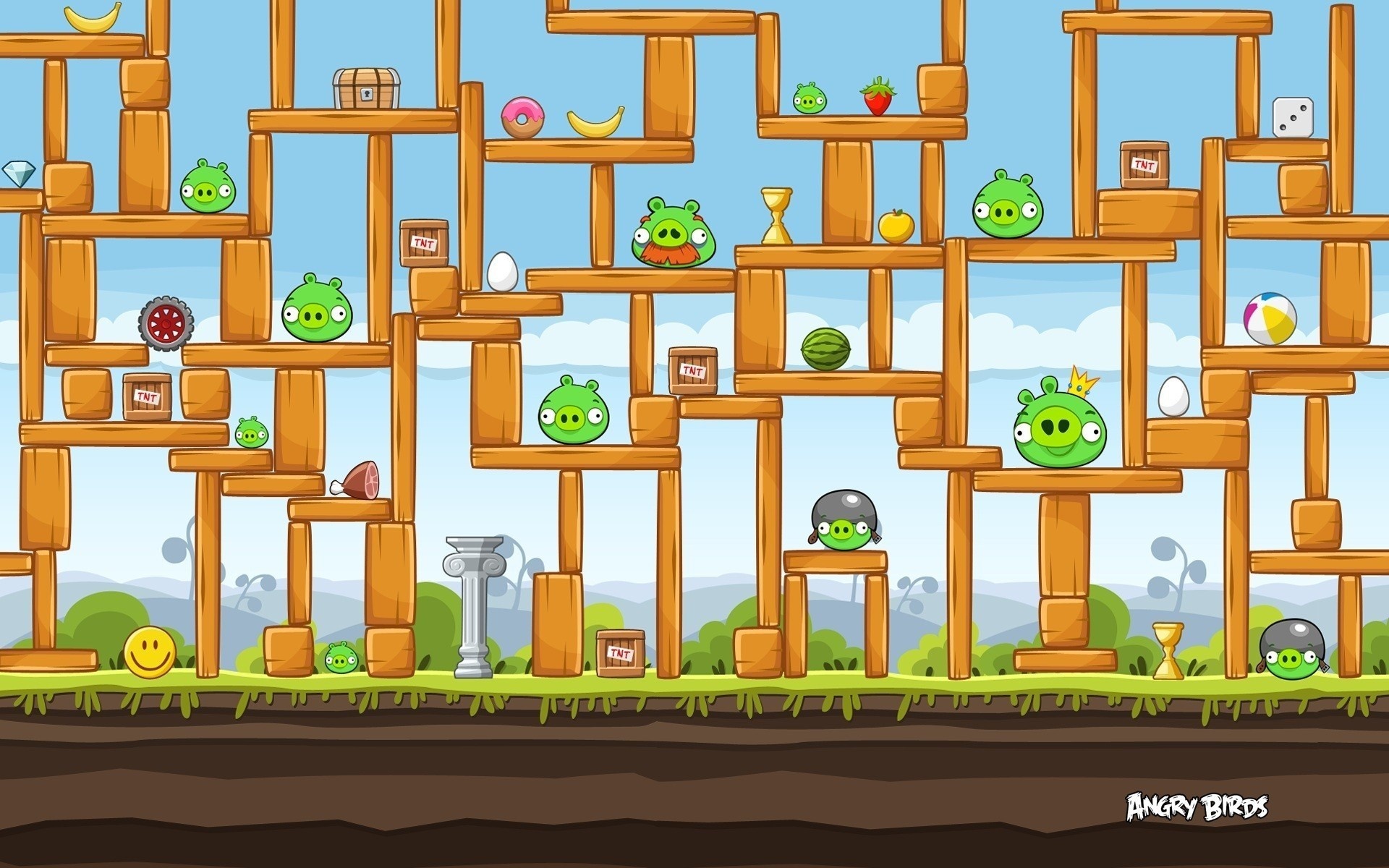 Скачать обои игра, птички, game, уровень, angry birds, раздел игры в  разрешении 1920x1200