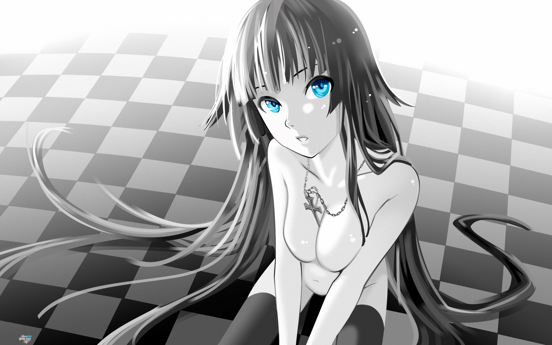 Скачать обои white, hot, black, girls, eyes, <b>anime</b>, раздел прочее в разреше...