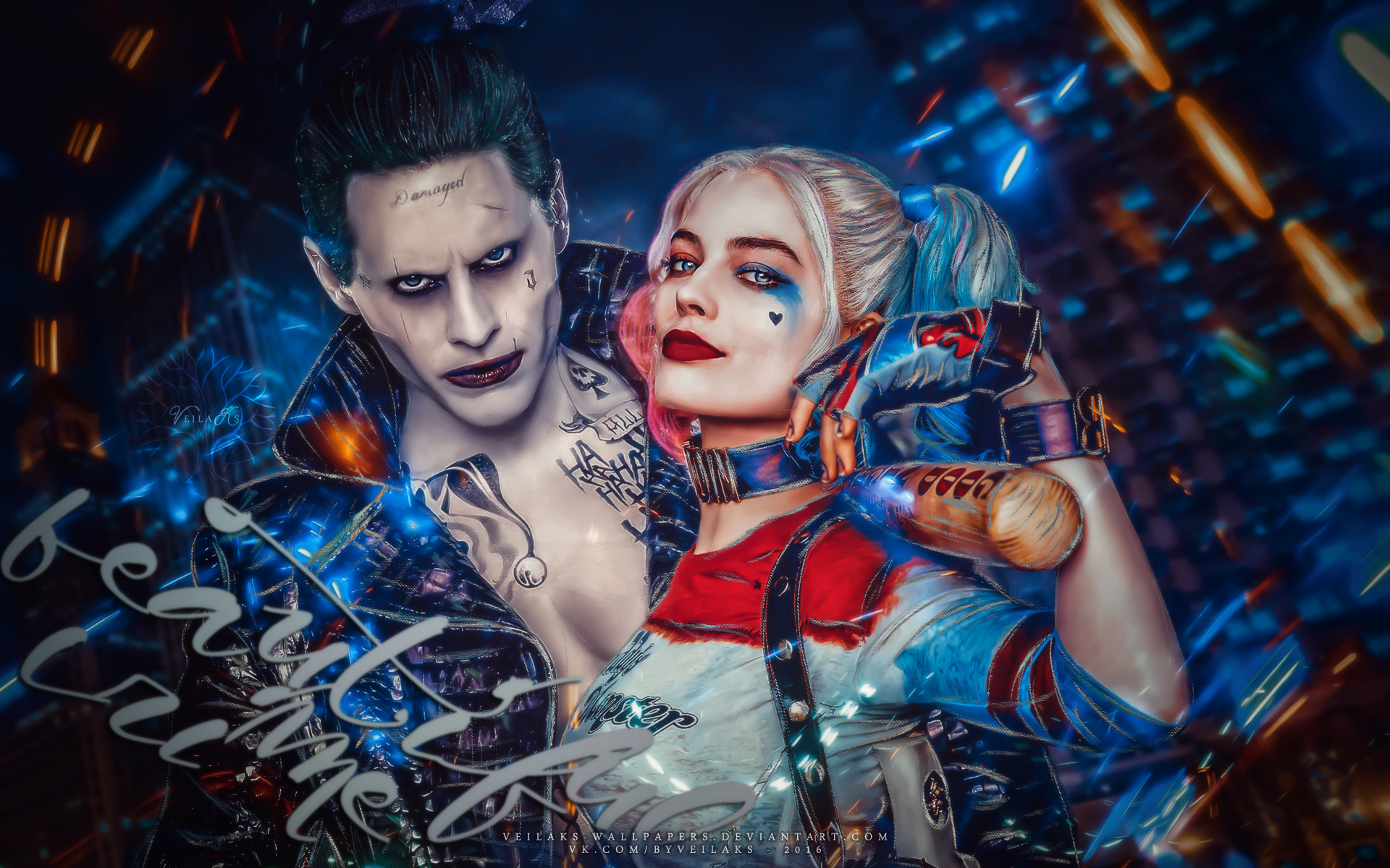 Обои Джокер, Joker, Джаред Лето, Jared Leto, Margot Robbie, Марго Робби,  Suicide Squad, Отряд Самоубийц на телефон и рабочий стол, раздел фильмы,  разрешение 1920x1200 - скачать