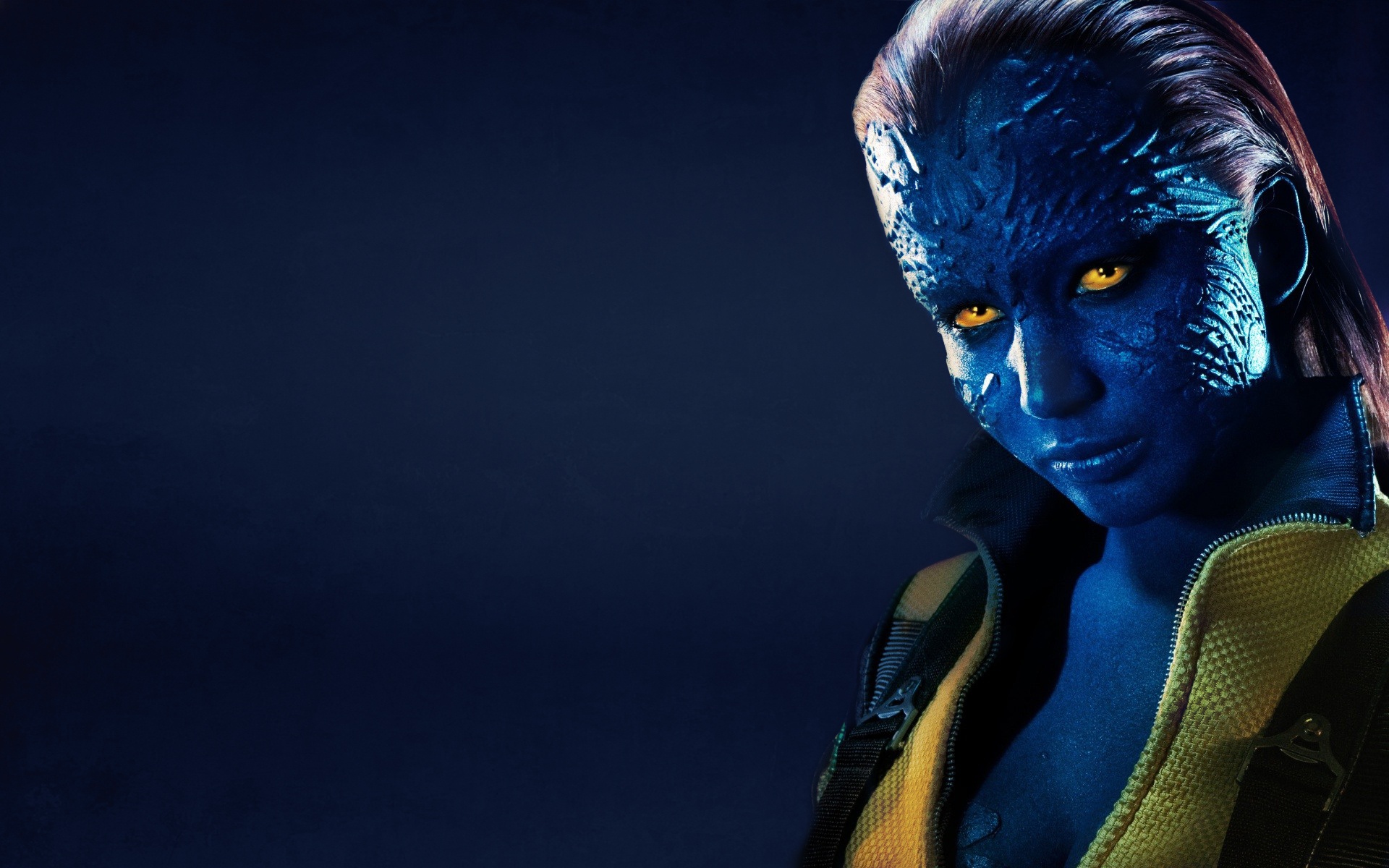 Обои Mystique, желтые глаза, темно-синий фон, Люди Икс: Первый класс,  X-Men: First Class на телефон и рабочий стол, раздел фильмы, разрешение  1920x1200 - скачать