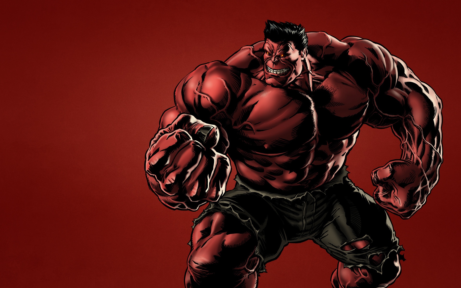 Обои монстр, злющий, темноватый фон, красный халк, red hulk на телефон и  рабочий стол, раздел фантастика, разрешение 1920x1200 - скачать