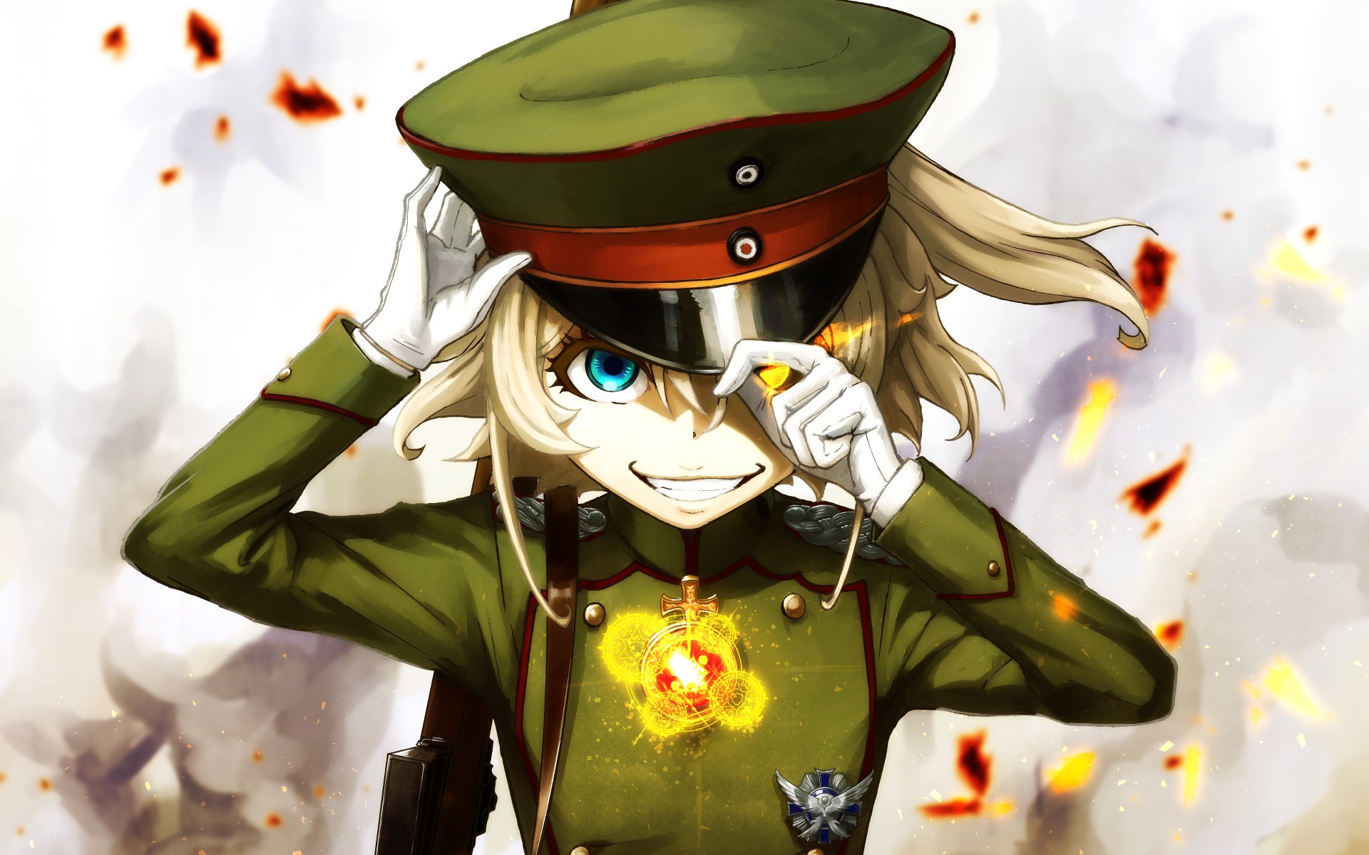 Обои girl, soldier, military, war, anime, chibi, cap, blonde на телефон и  рабочий стол, раздел прочее, разрешение 1920x1200 - скачать