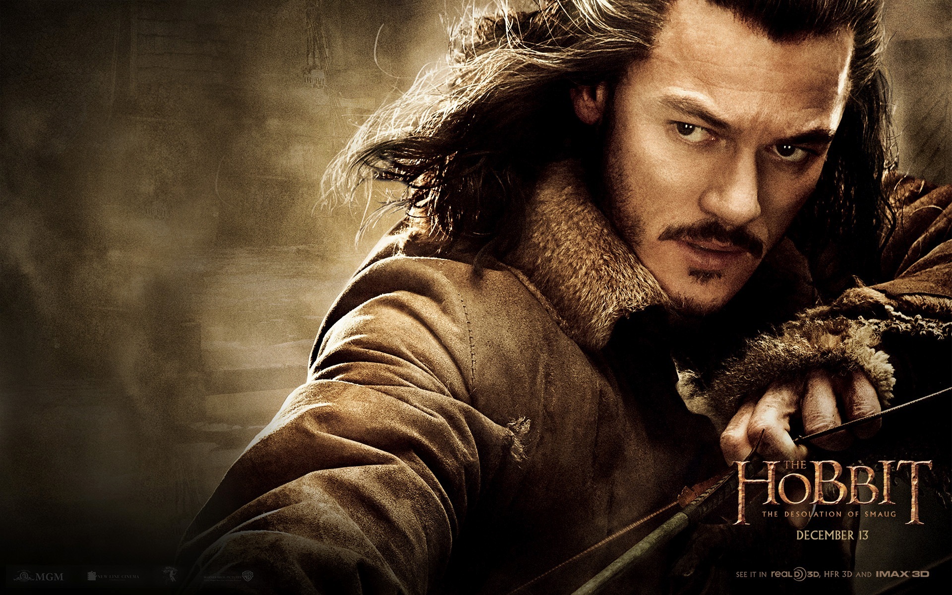 Обои лук, стрела, Хоббит, The Hobbit, Luke Evans, Люк Эванс, Хоббит: Пустошь  Смауга, The Hobbit: The Desolation of Smaug на телефон и рабочий стол,  раздел фильмы, разрешение 1920x1200 - скачать