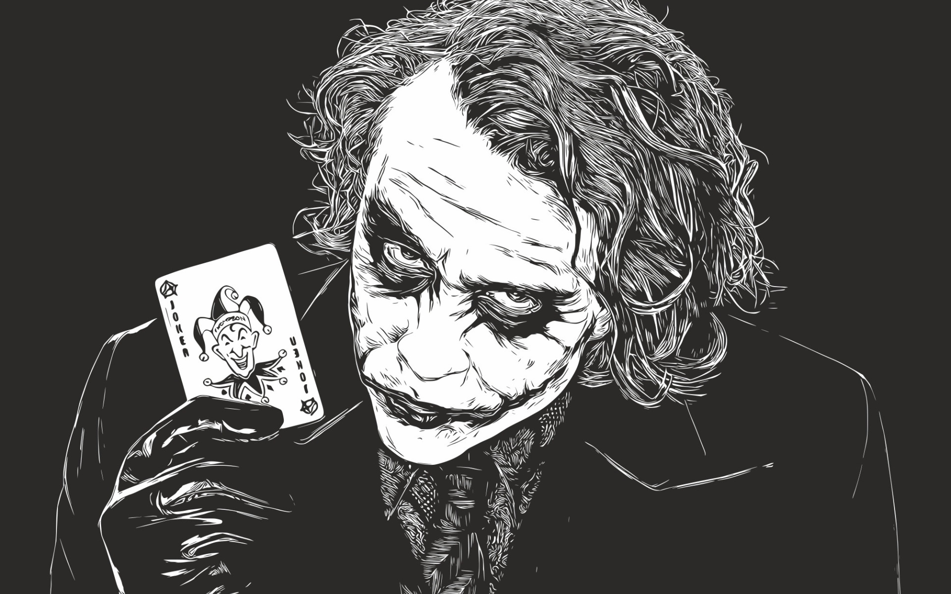 Скачать обои карта, арт, Джокер, злодей, чб, Joker, DC Comics, враг  Бэтмена, раздел арт в разрешении 1920x1200