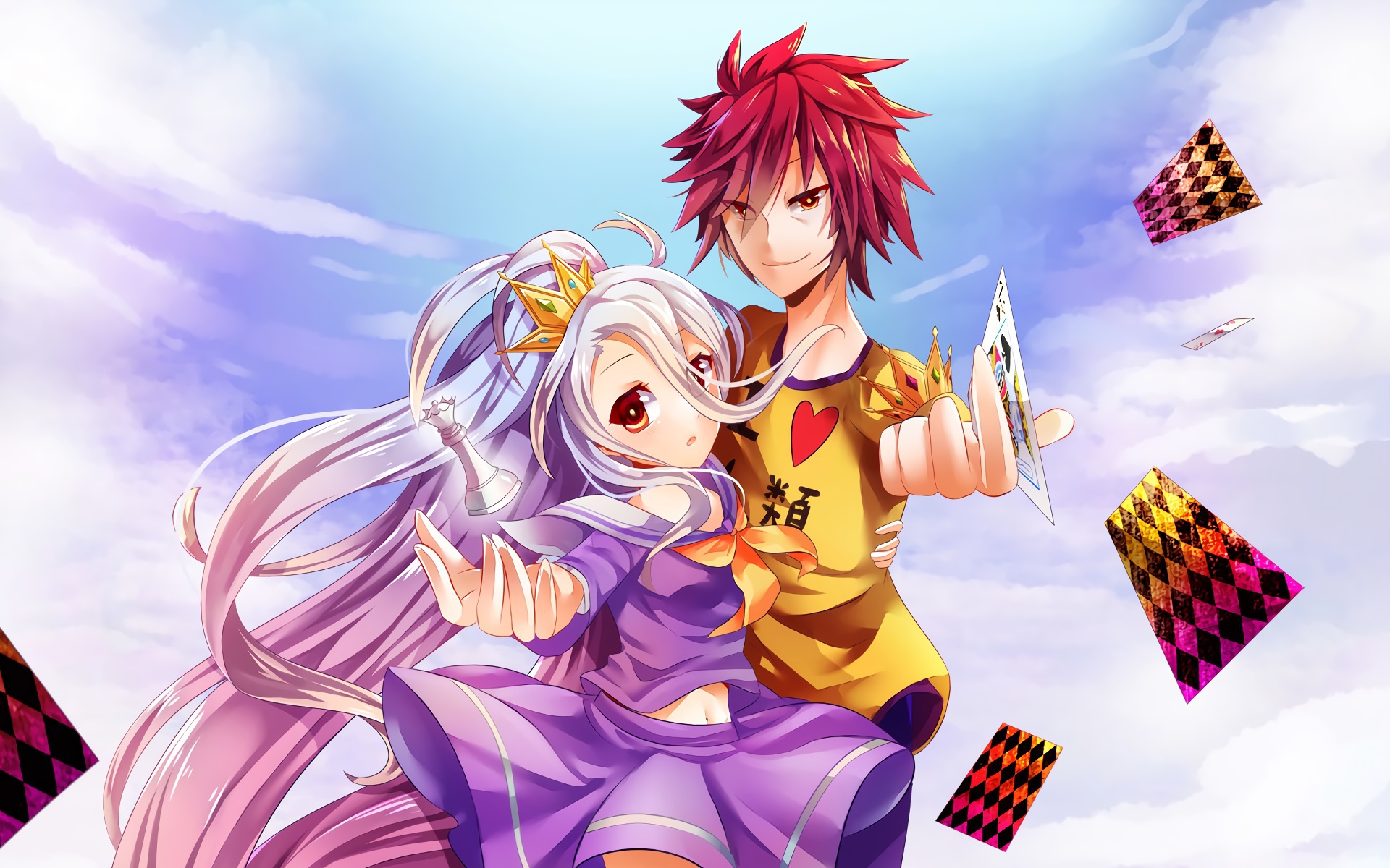 Обои аниме, Карты, арт, Шахматы, девочка, парень, двое, No Game No Life на  телефон и рабочий стол, раздел сёнэн, разрешение 1920x1200 - скачать