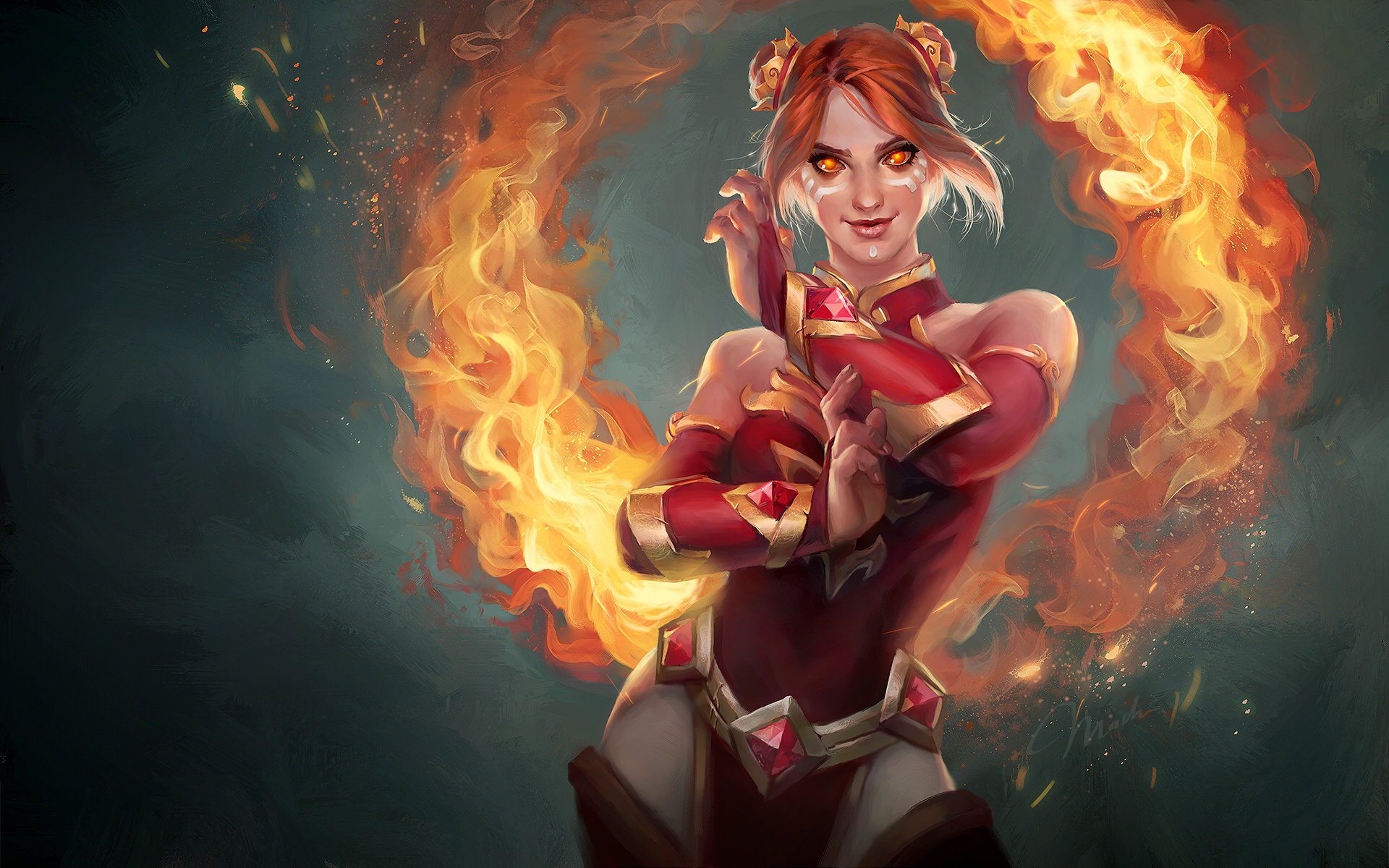 Скачать обои art, дота 2, dota 2, Лина, Lina, раздел игры в разрешении  1920x1200